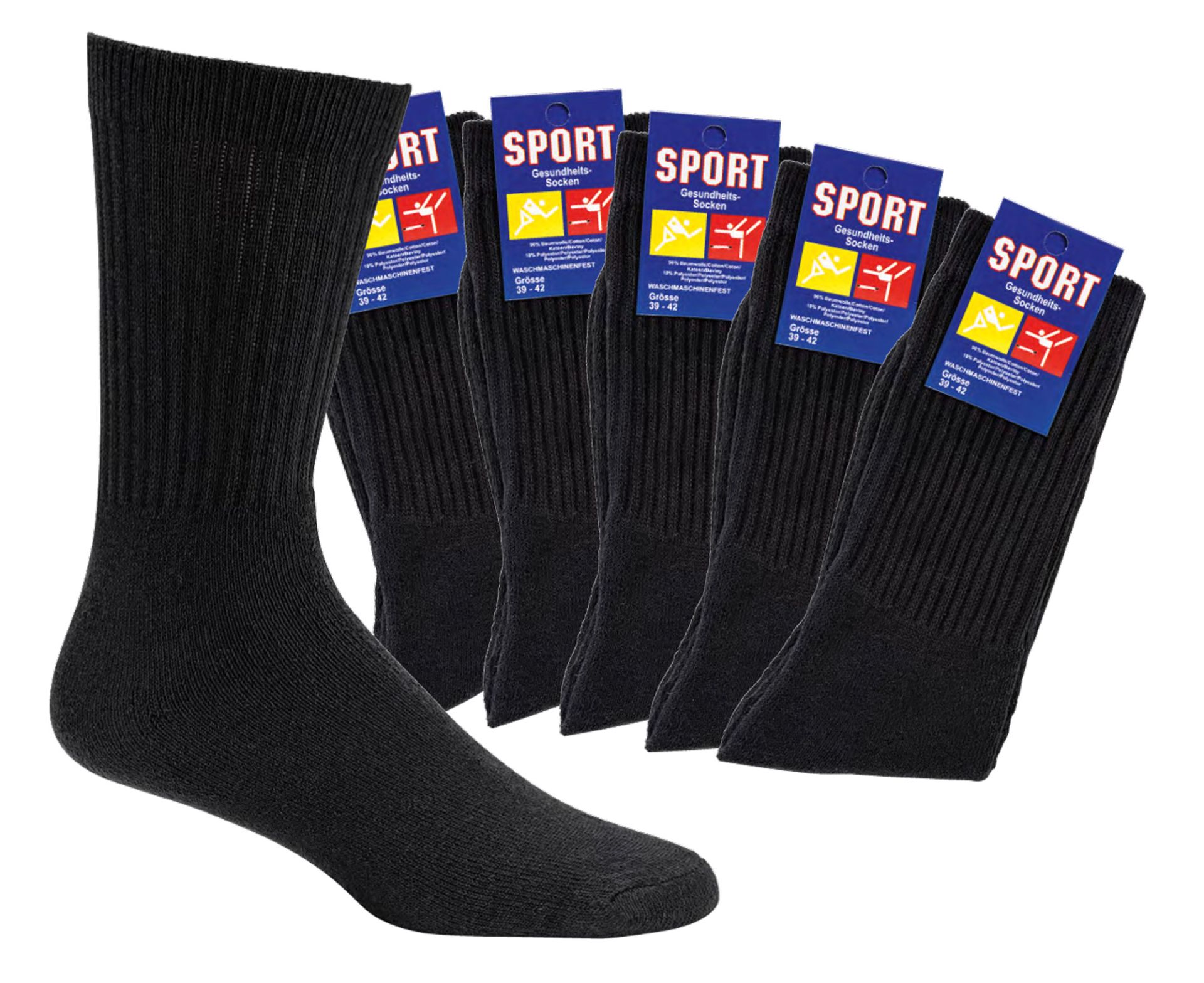 10 Paar schwarze Tennis- und Sportsocken