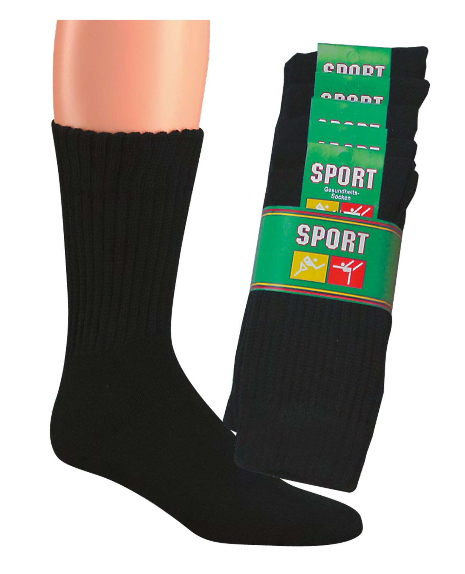 Schwarze Sportsocken mit weichem Komfortbund