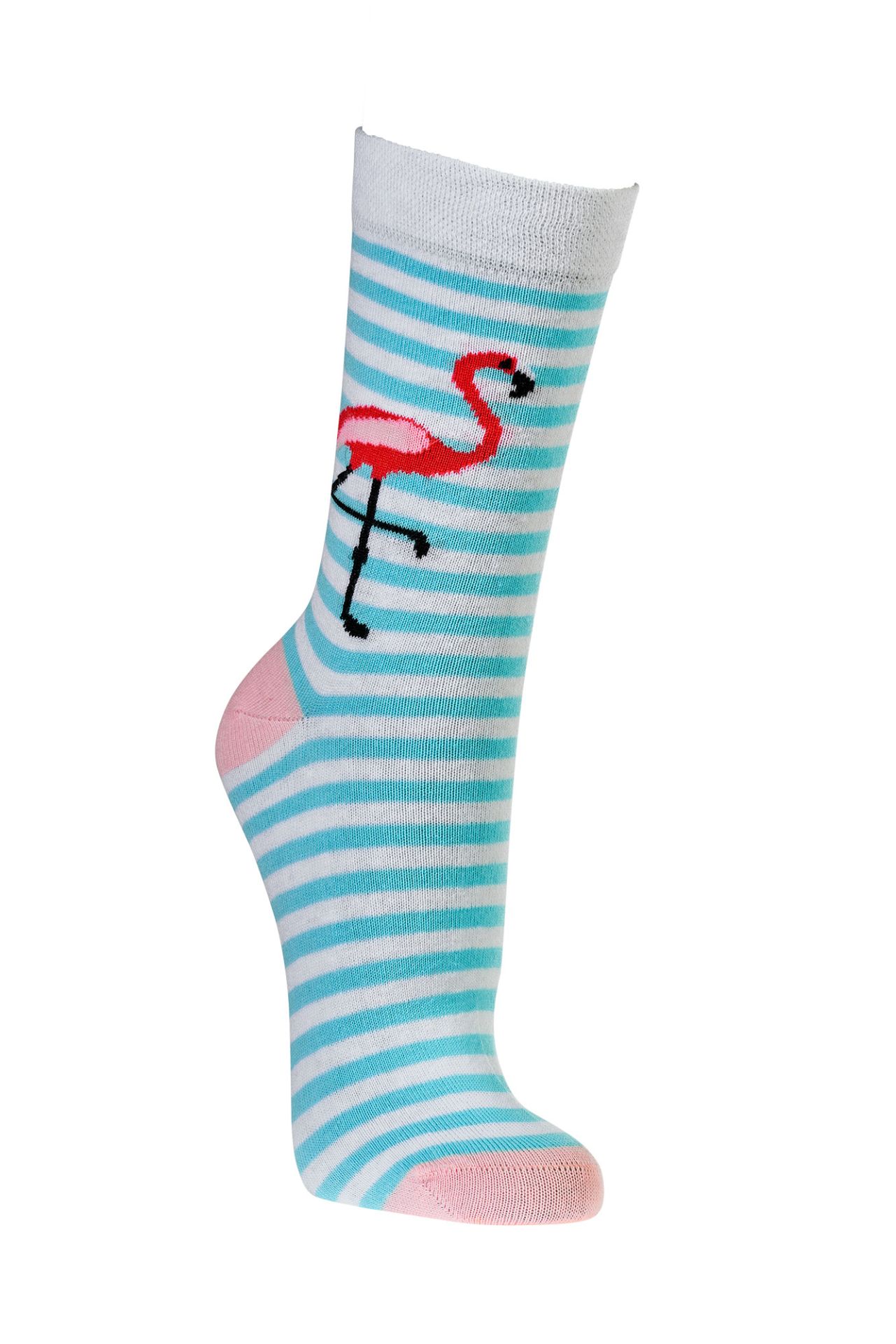 Florida Flamingo Damensocken am Bein