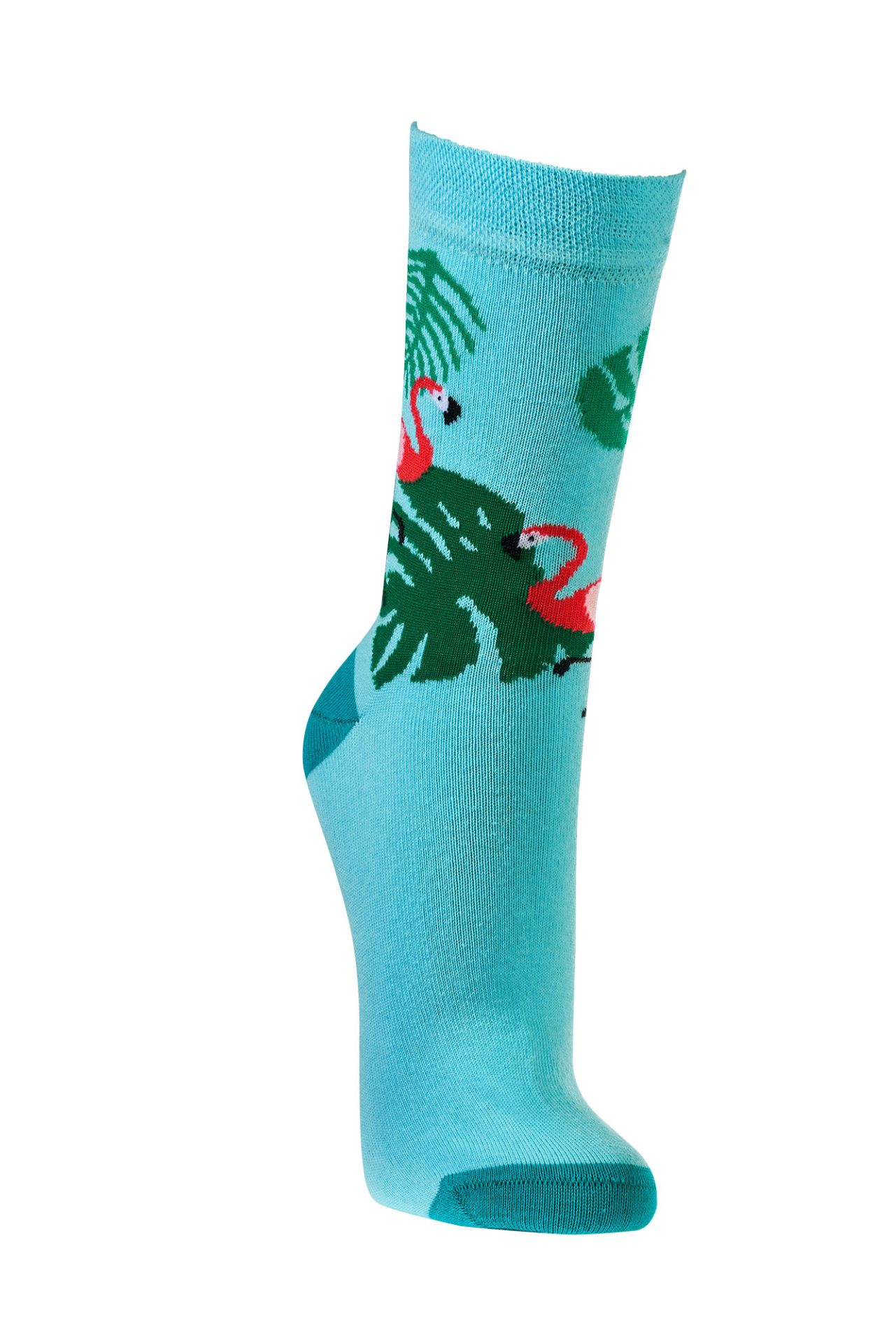 Florida Flamingo Socken am Bein zweite Ansicht