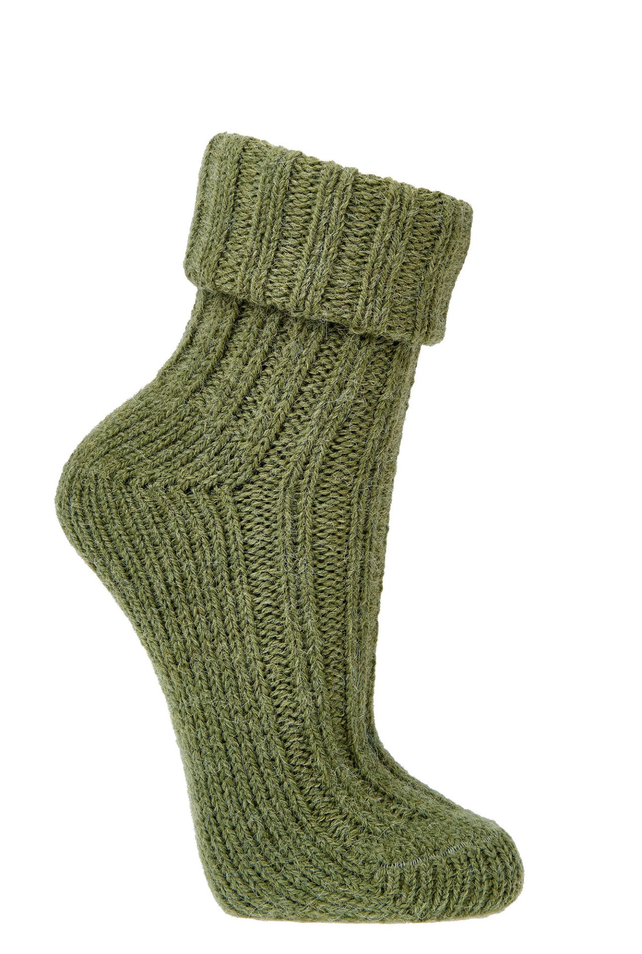 Alpaka-Wollsocken in Moos