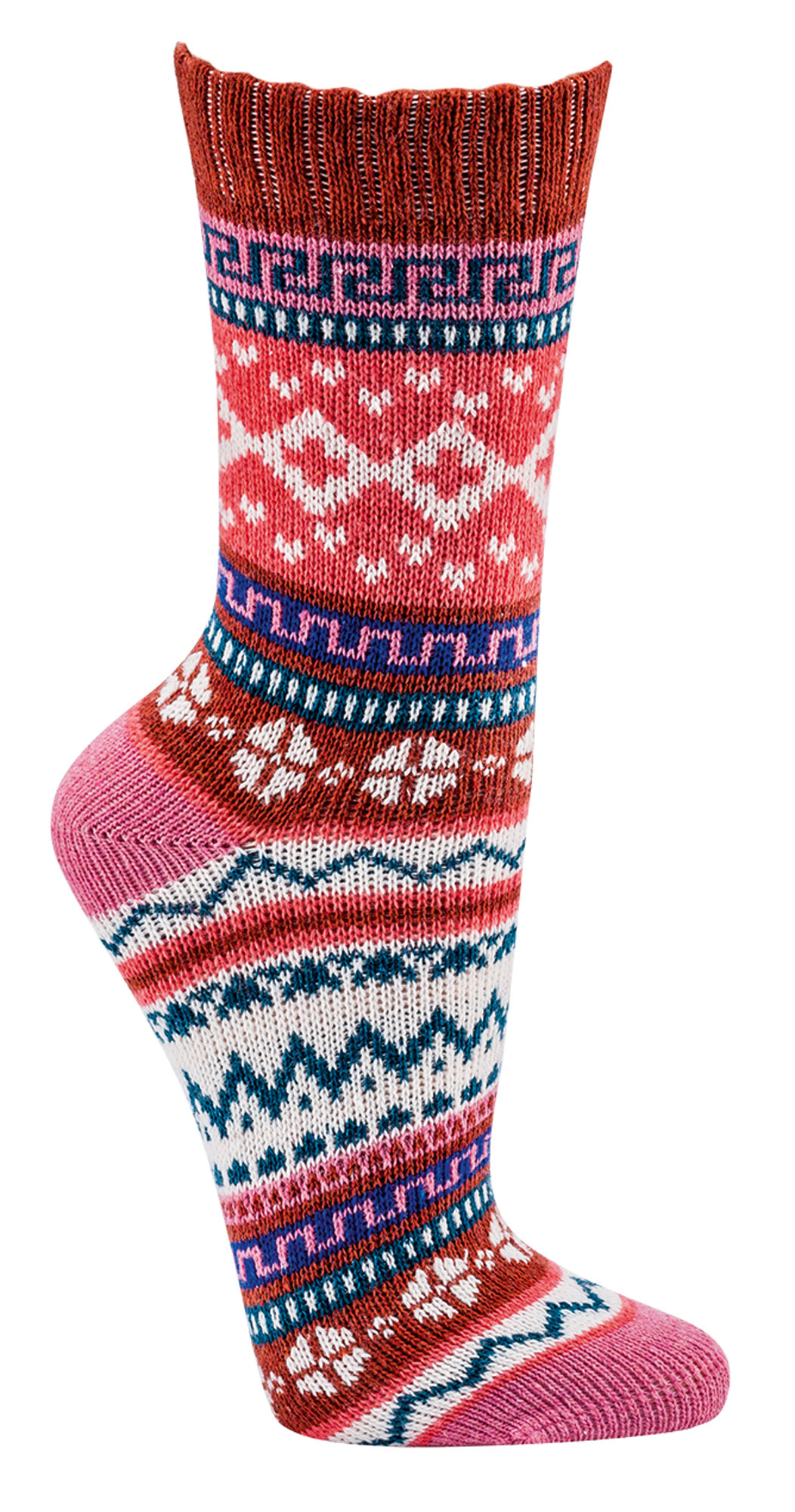 Hygge-Norwegersocken mit Kreuzmotiv