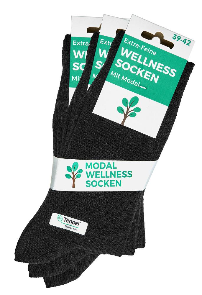 6 Paar schwarze Modal Socken