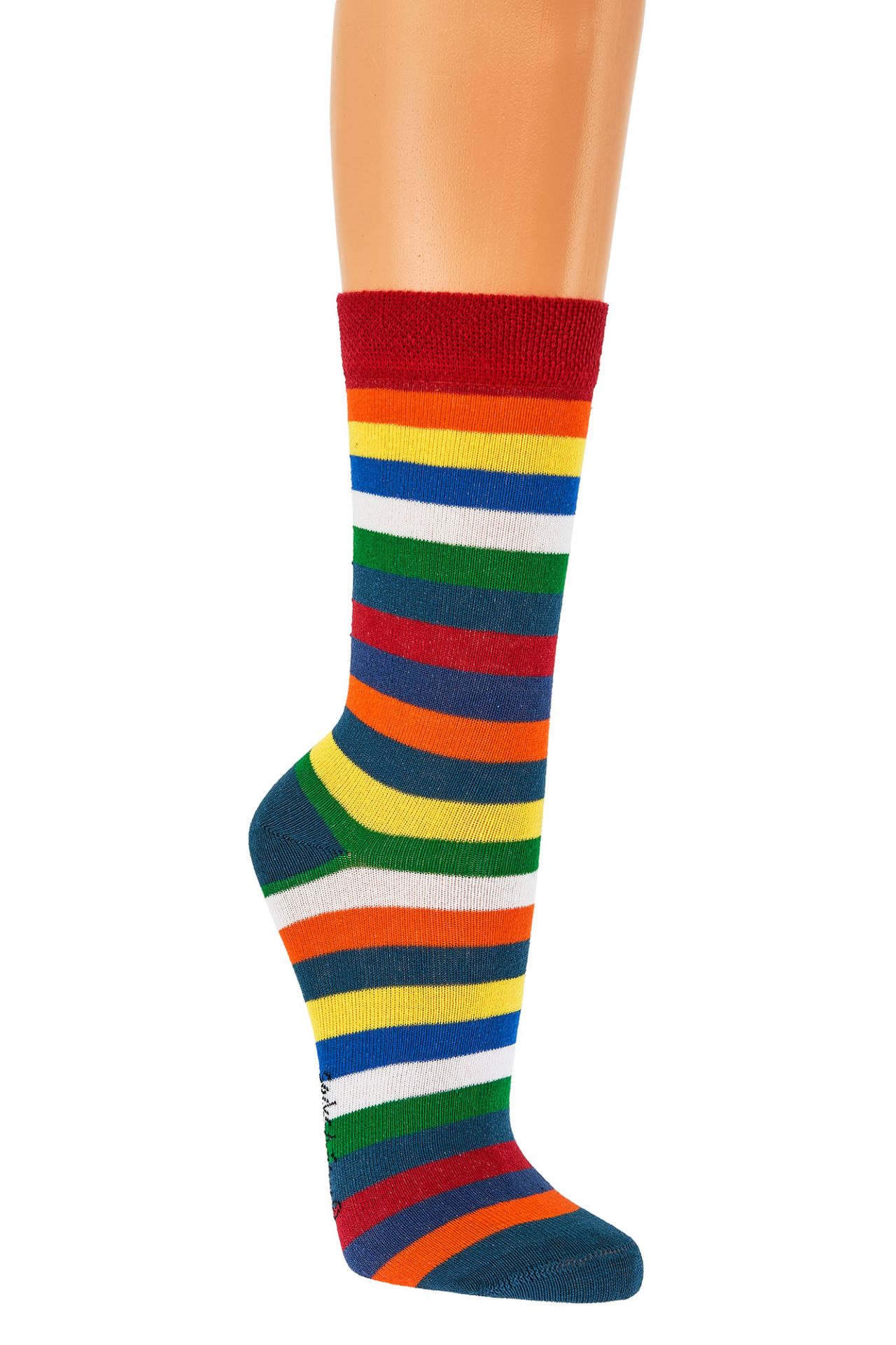 Kinder-Thermosocken Gute-Laune-Ringel am Bein getragen