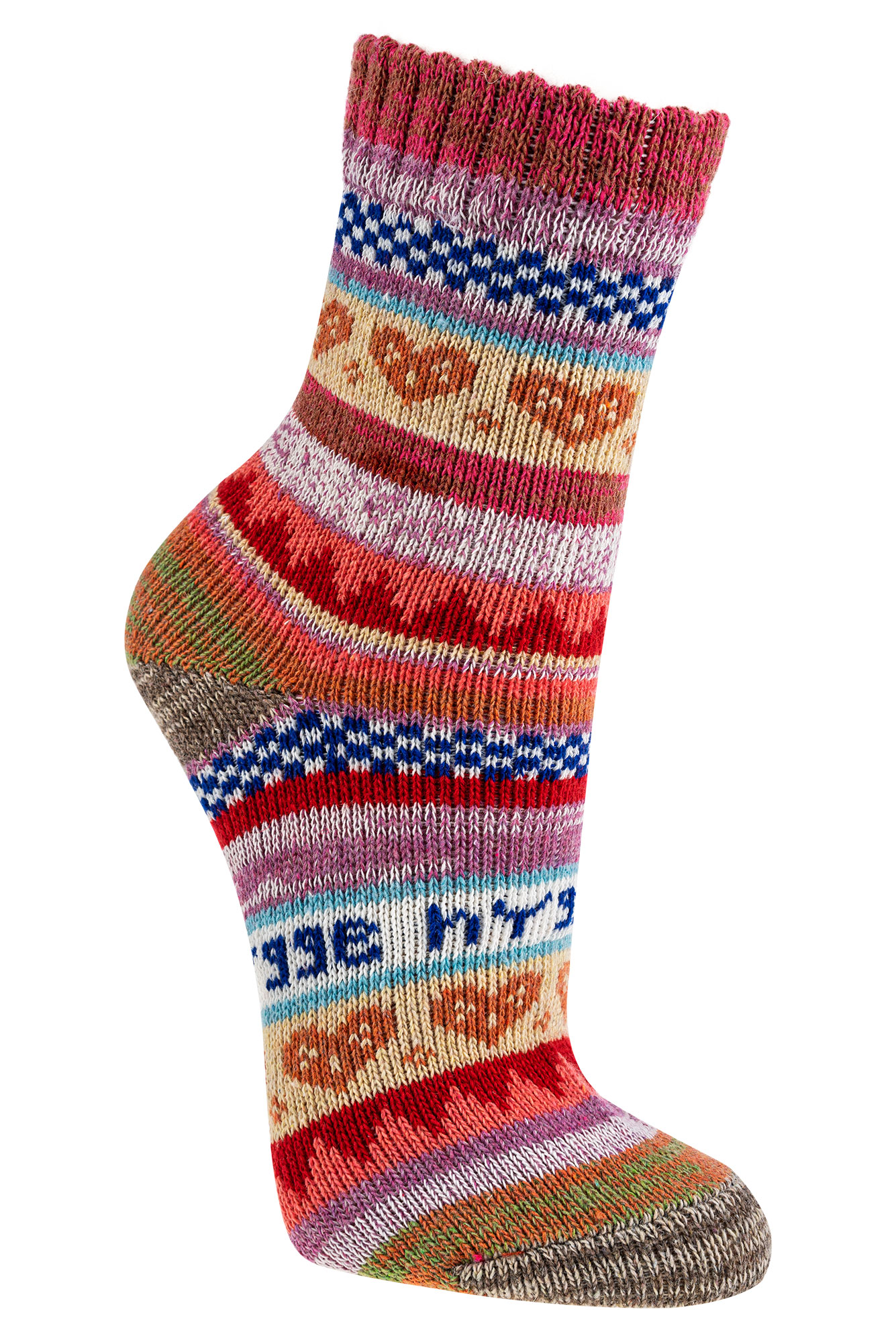 Hygge-Norwegersocken mit Herzmotiv