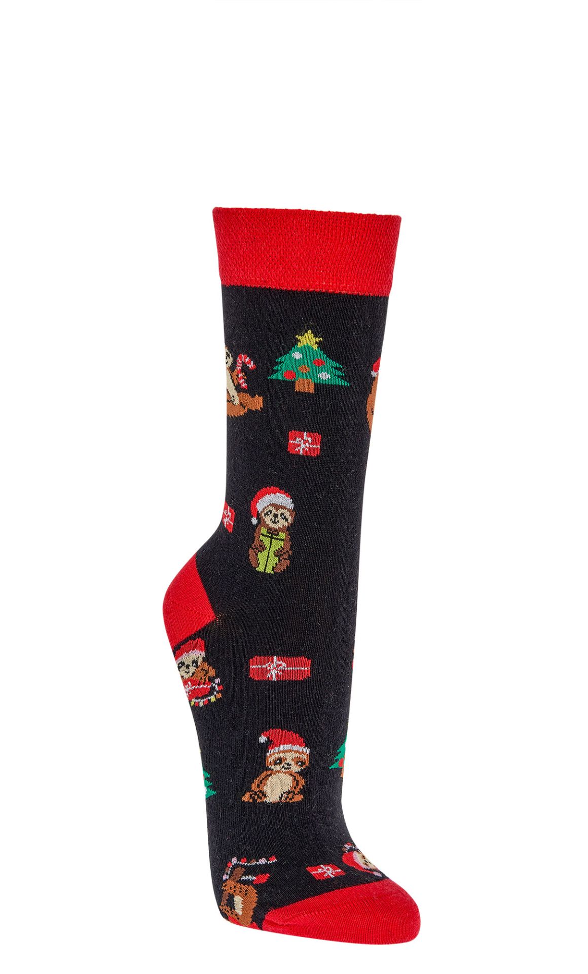 Weihnachts Faultier Socke getragen Motiv 2