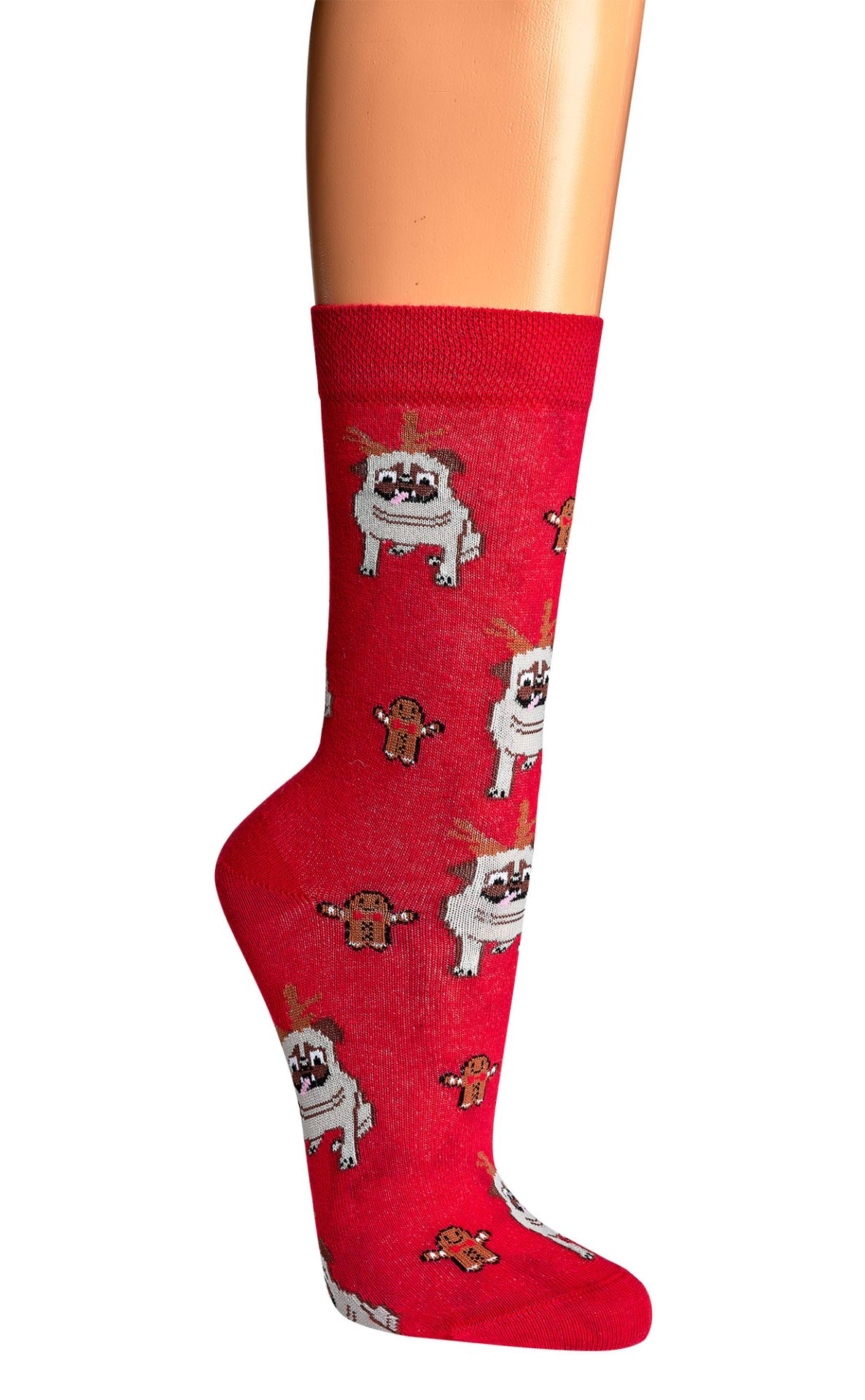 Weihnachtsmops Socke getragen Motiv 2