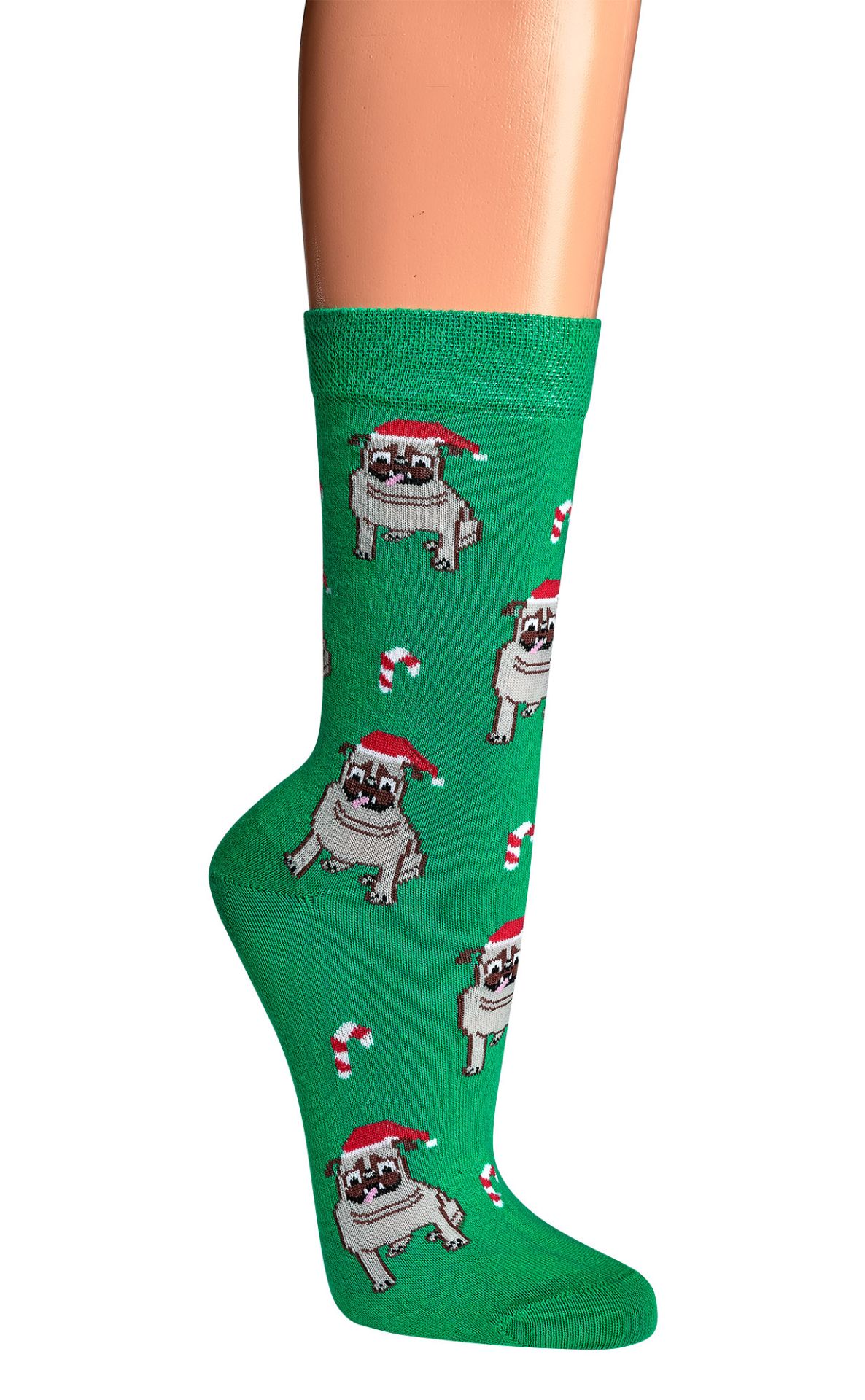 Weihnachtsmops Socken getragen