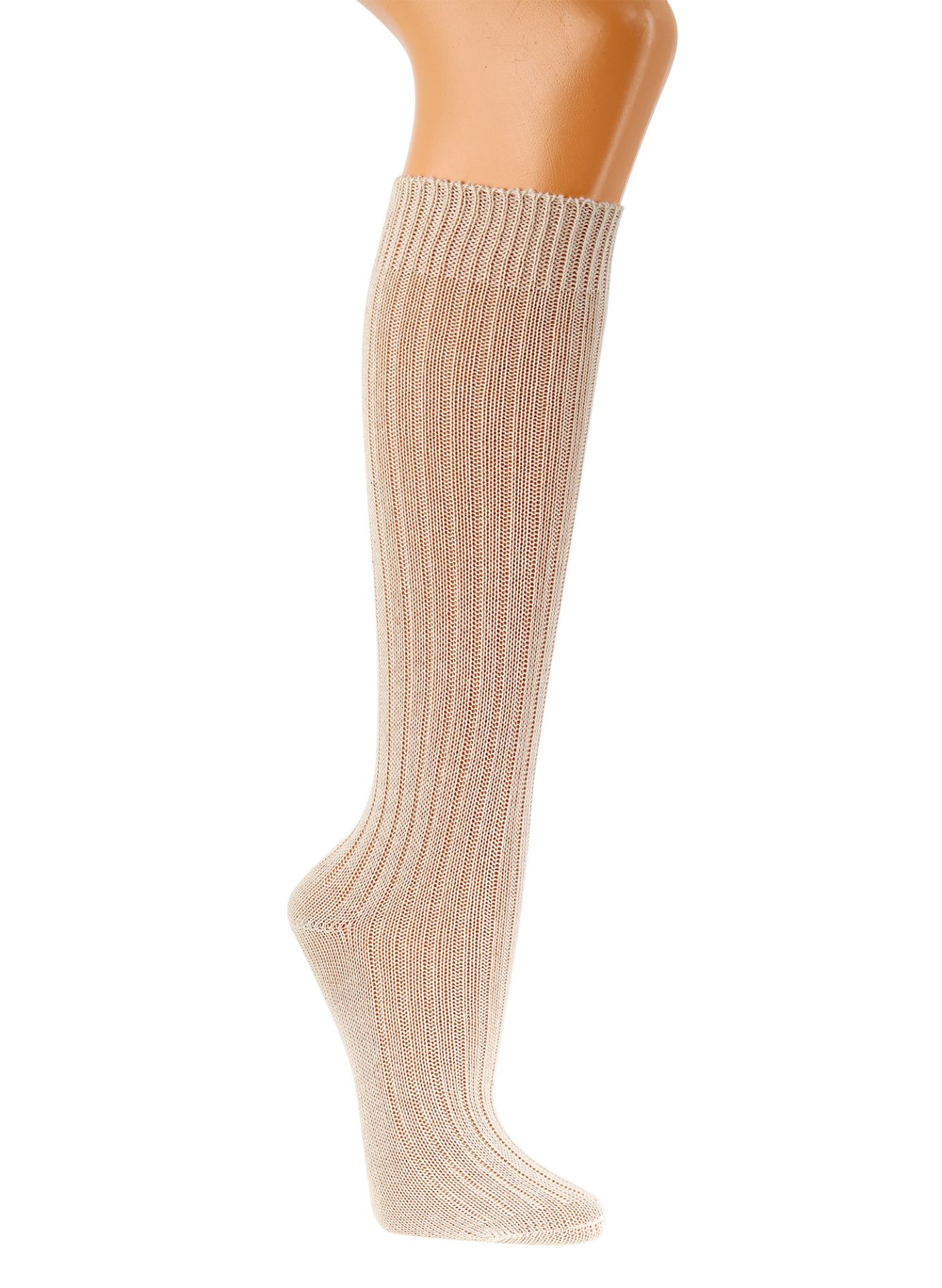 Beige Bio-Baumwoll-Kniestrümpfe