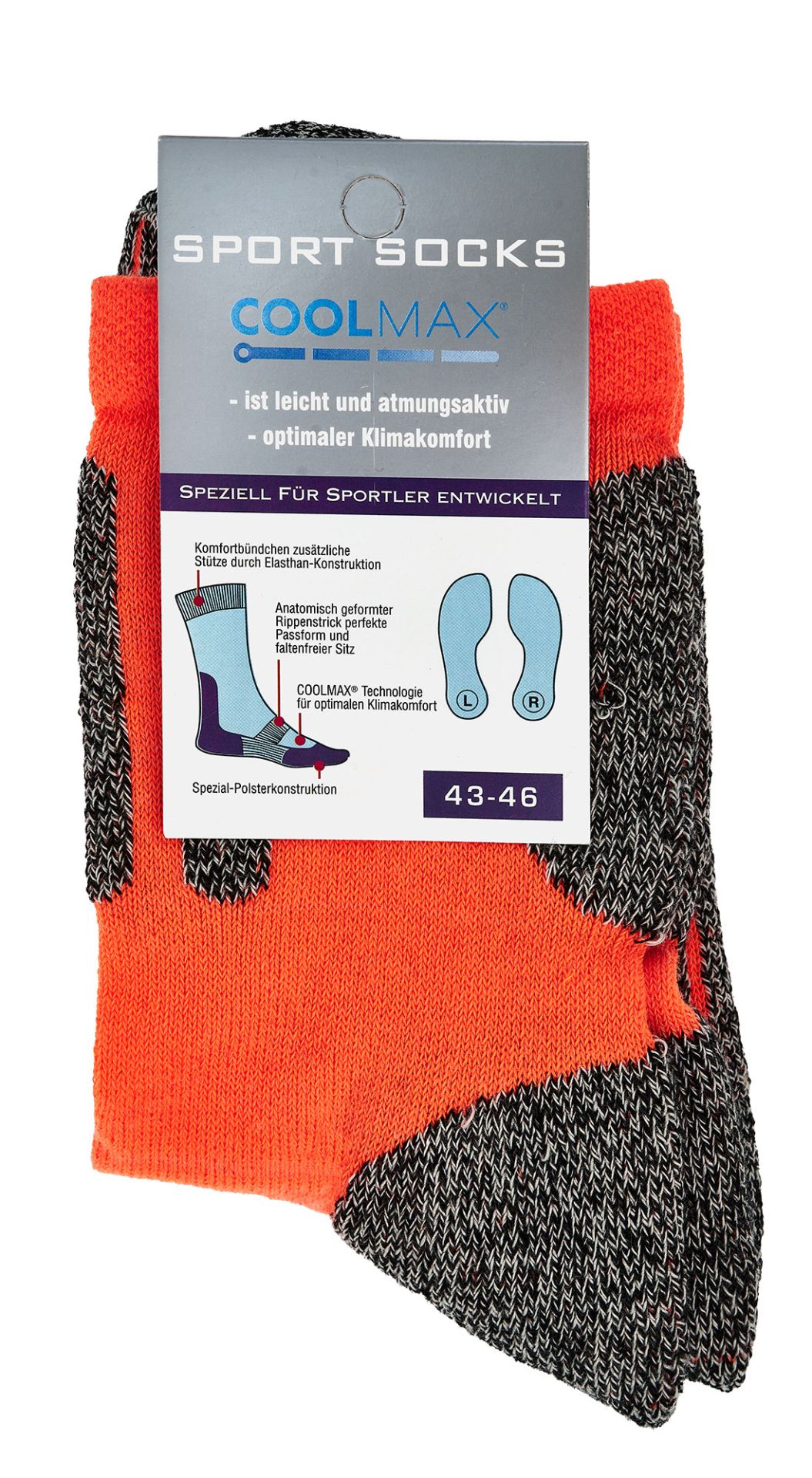 Neon-Orange Trekkingsocken