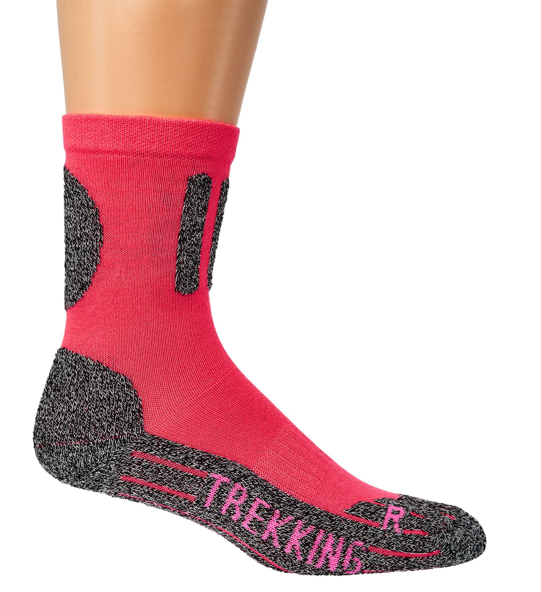 Neon-Trekkingsocken am Bein