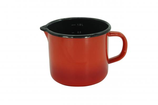 Krüger Milchtopf Kochtopf Topf Ausguss Emaille rot 12cm 1 Liter 4006776052713