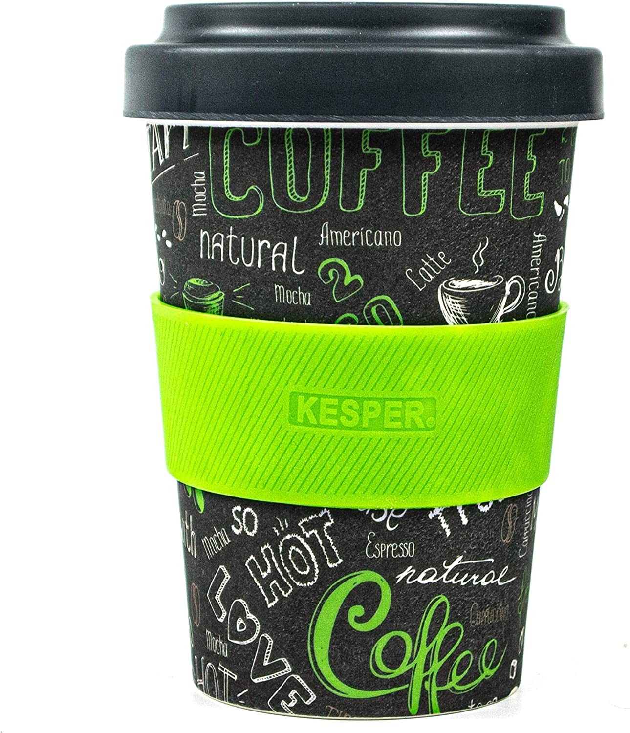 Kesper Kaffeebecher 400 ml grau grün Melamin-Kunststoff 4000270325311
