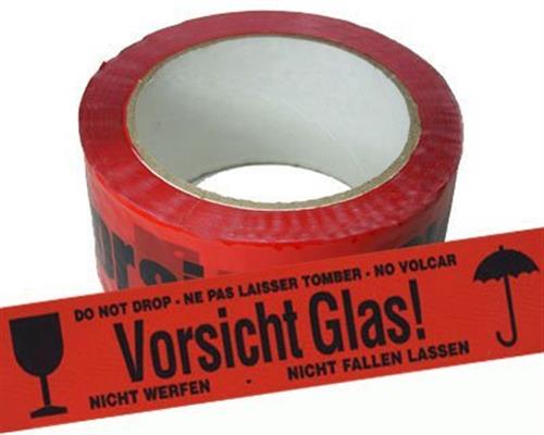 (0,01€/ 1m) 108 ROLLEN PACKBAND KLEBEBAND VORSICHT GLAS! NEU