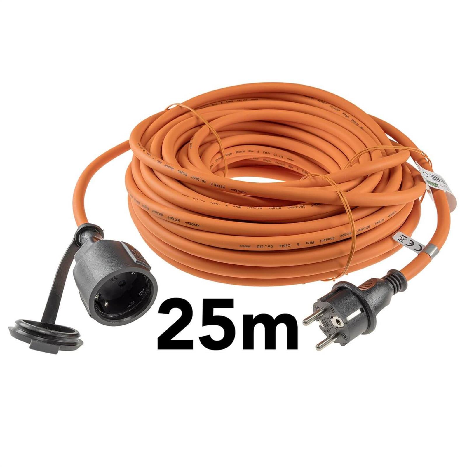 Schuko Verlängerungskabel 25m Außen Verlängerung / Outdoor Kabel IP44  Stecker / Kupplung