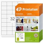 Printation 48,3 x 33,8 mm Etiketten weiß  16000 Aufkleber 48,3x33,8 A4 500