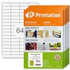 Printation 48,5 x 16,9 mm Etiketten weiß 32000 Aufkleber 48,5x16,9 A4 500