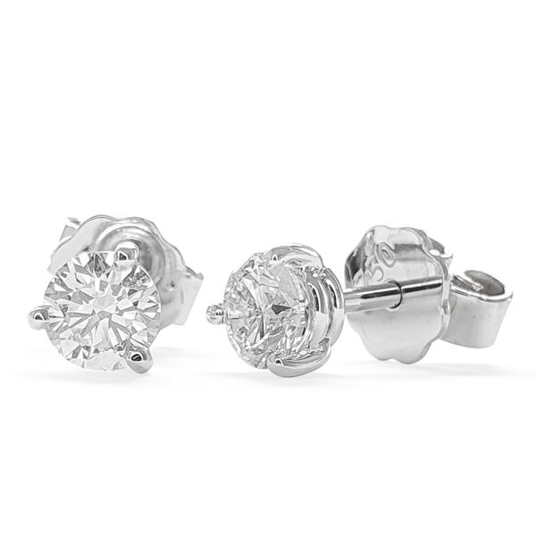 Brilliant diamond stud earrings 750 white gold 18 carat gold 0.70 ct F/IF solitaire