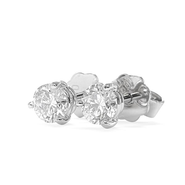 Brilliant diamond stud earrings 750 white gold 18 carat gold 0.70 ct F/IF solitaire