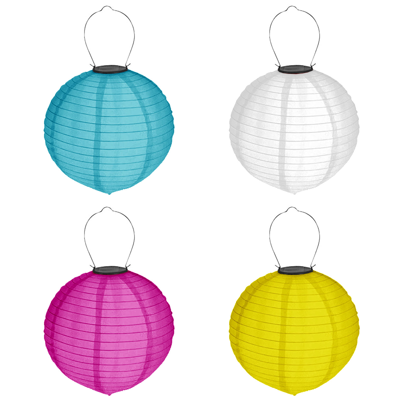 4er Set Solar Lampion ø 20cm Kugel LED Lampenschirm Garten Deko Laterne Bunt
