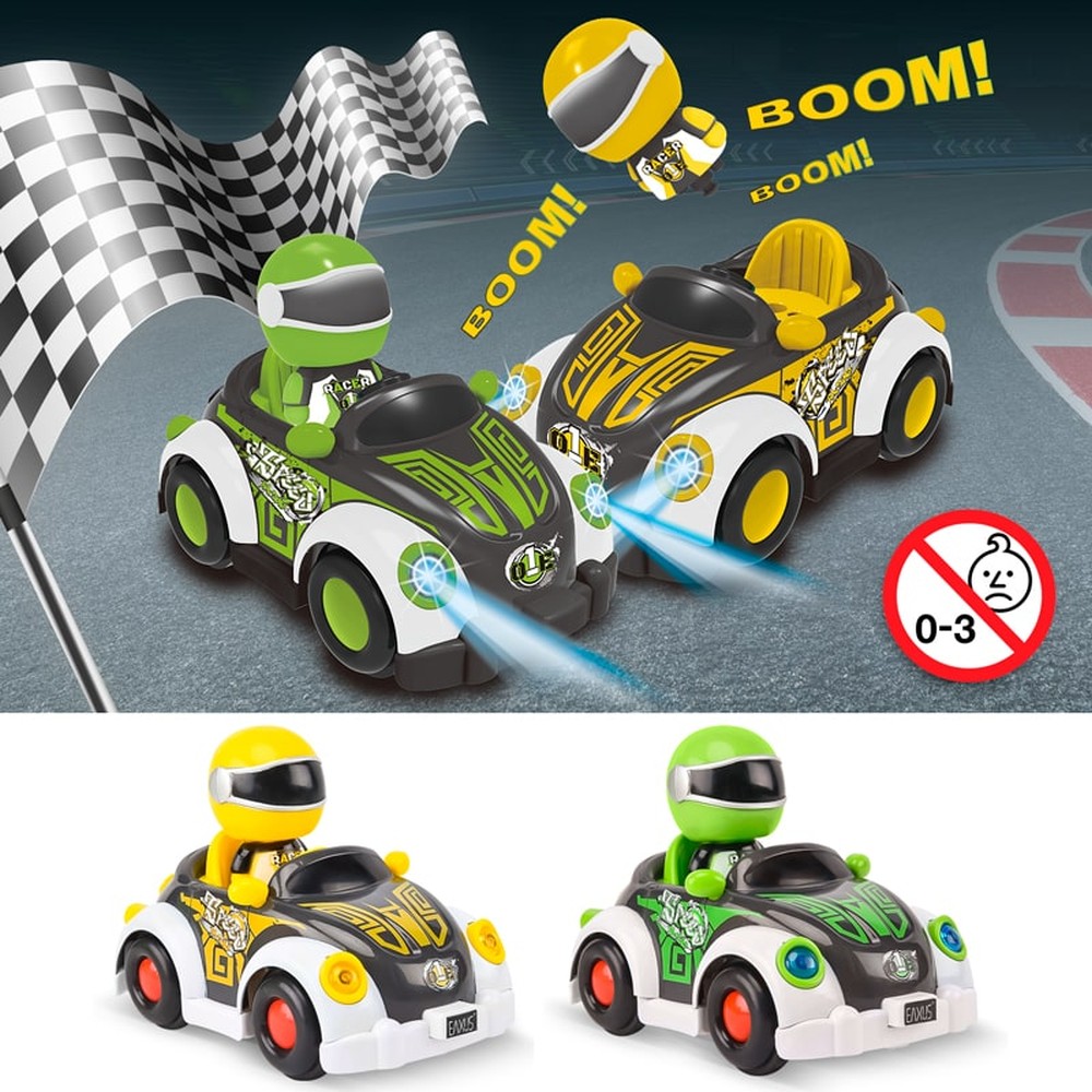 Super Bumper Car, ferngesteuerte Kinderautoscooter, 2 Fahrzeuge in Gelb und Grün | Boxauto