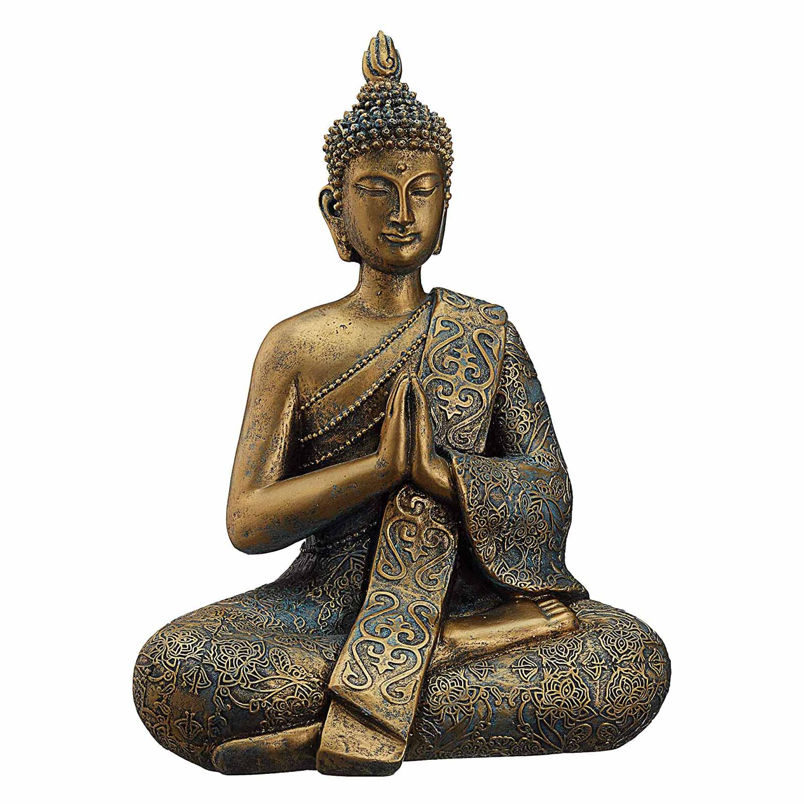 Sitzender Buddha Massiv 2,5 kg Höhe 30 cm Buddha Deko Figur Wetterfest | Buddha_Zement