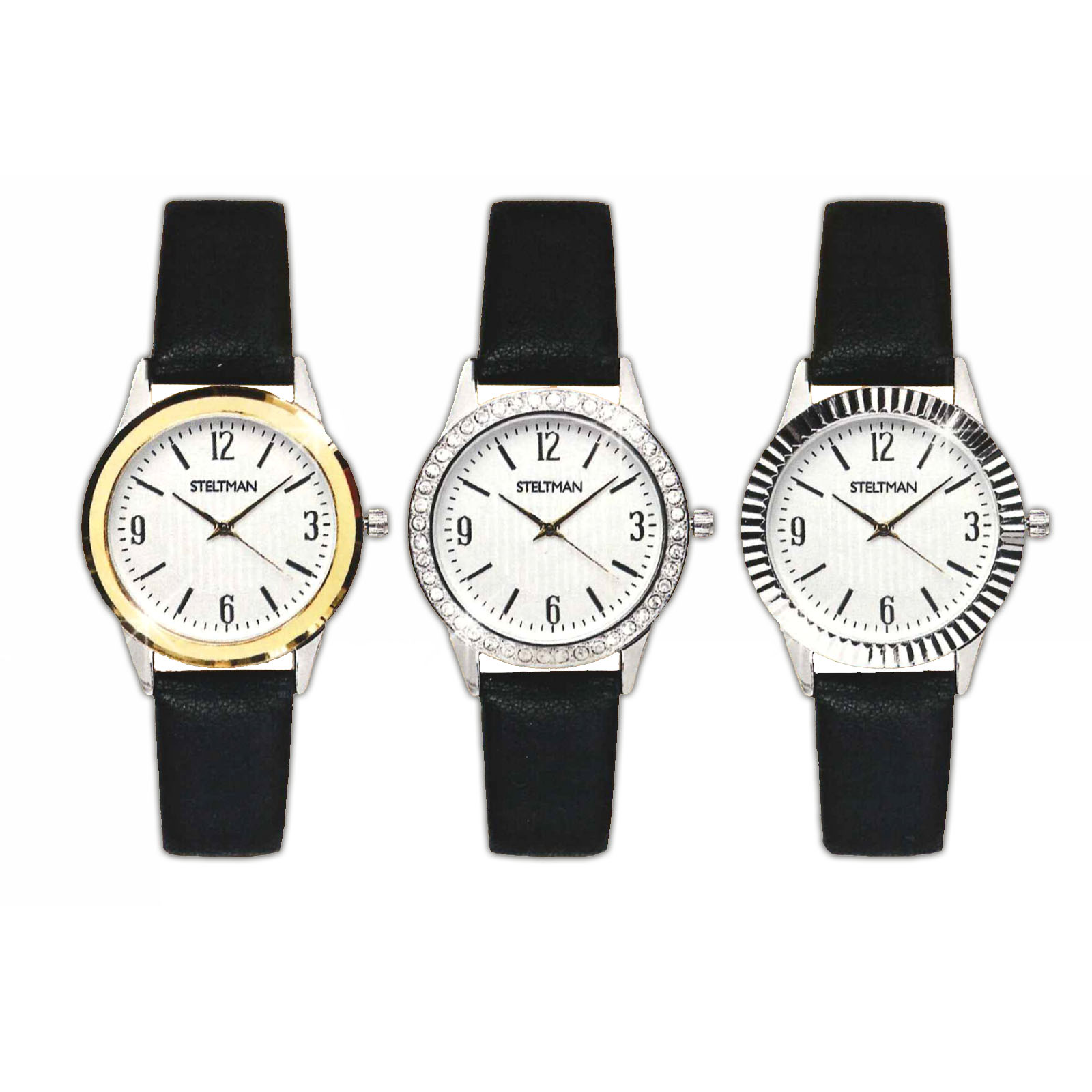 Damen Armbanduhr mit Kunstleder Armband inkl. 3 Wechselrahmen | Damenuhr