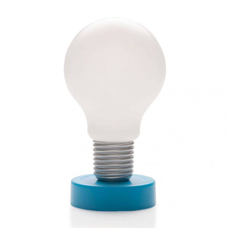 LED Batterie Tischlampe Glühbirne Blau Tischleuchte Push Nachttischlampe  | Drucklampe_blau