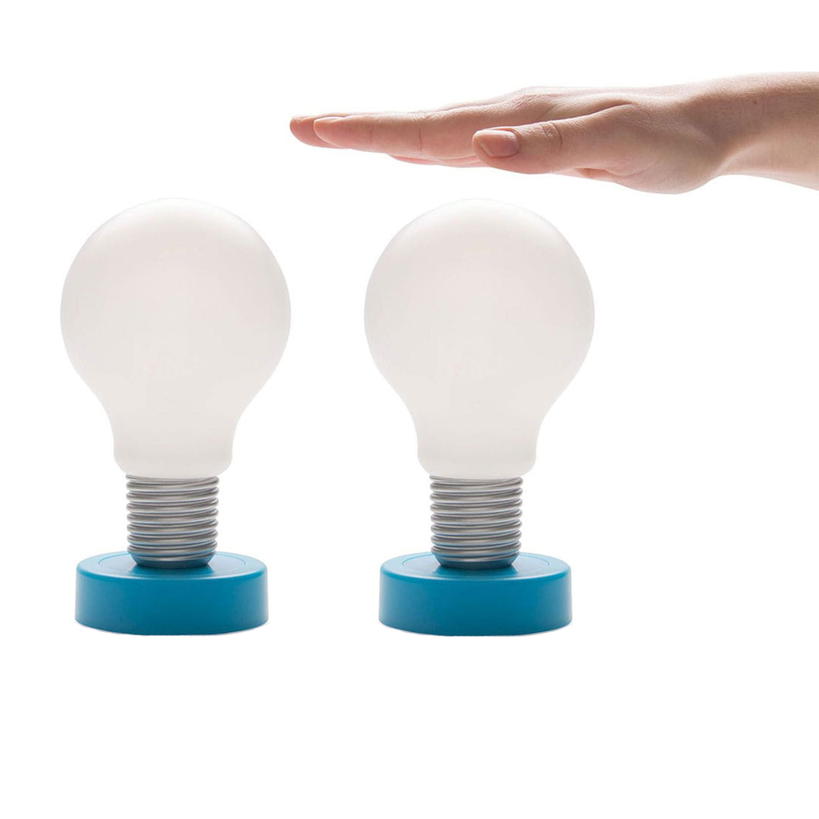 2x LED Batterie Tischlampe Glühbirne Blau Tischleuchte Push Nachttischlampe  | 2er_Drucklampe_blau
