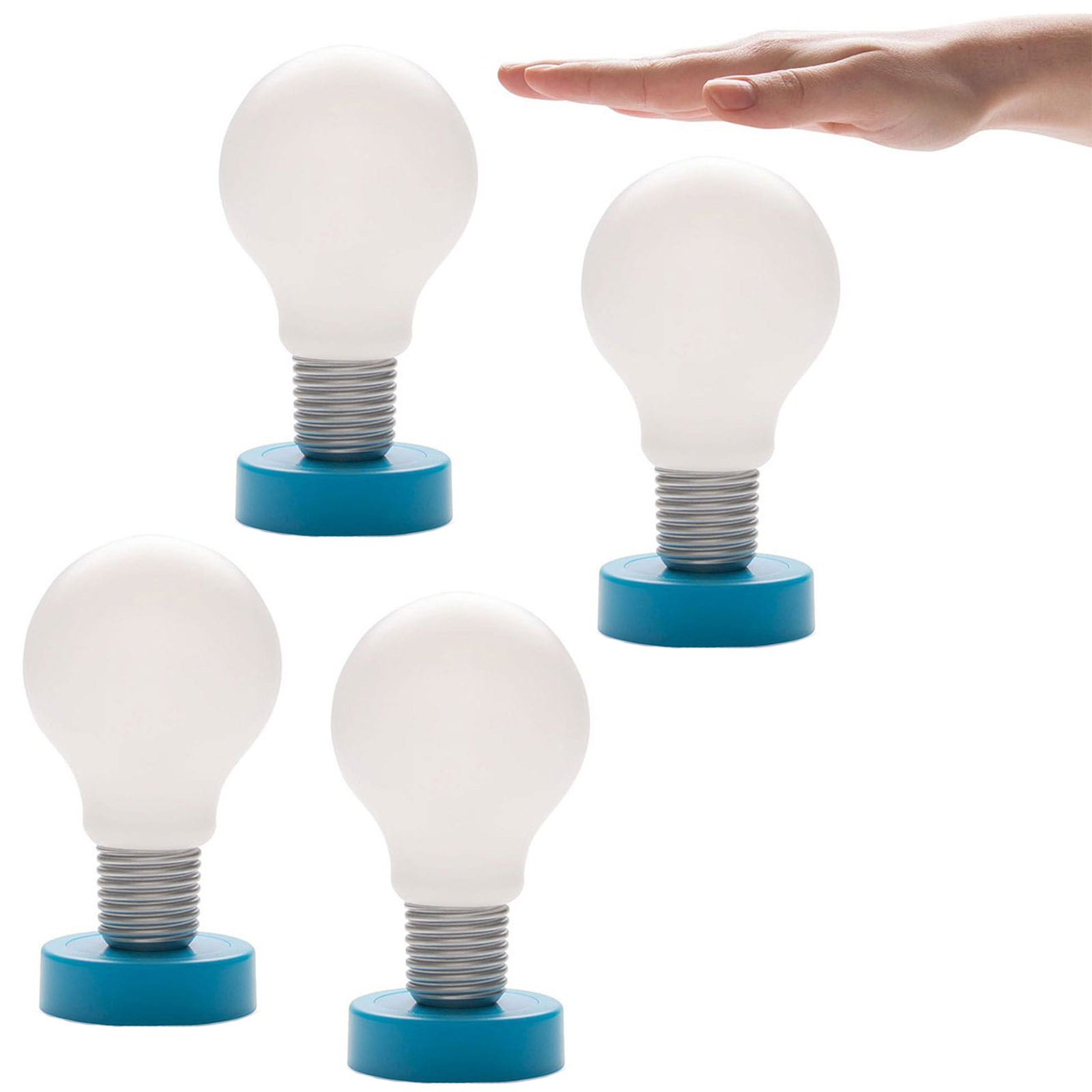 4x LED Batterie Tischlampe Glühbirne Blau Tischleuchte Push Nachttischlampe  | 4er_Drucklampe_blau