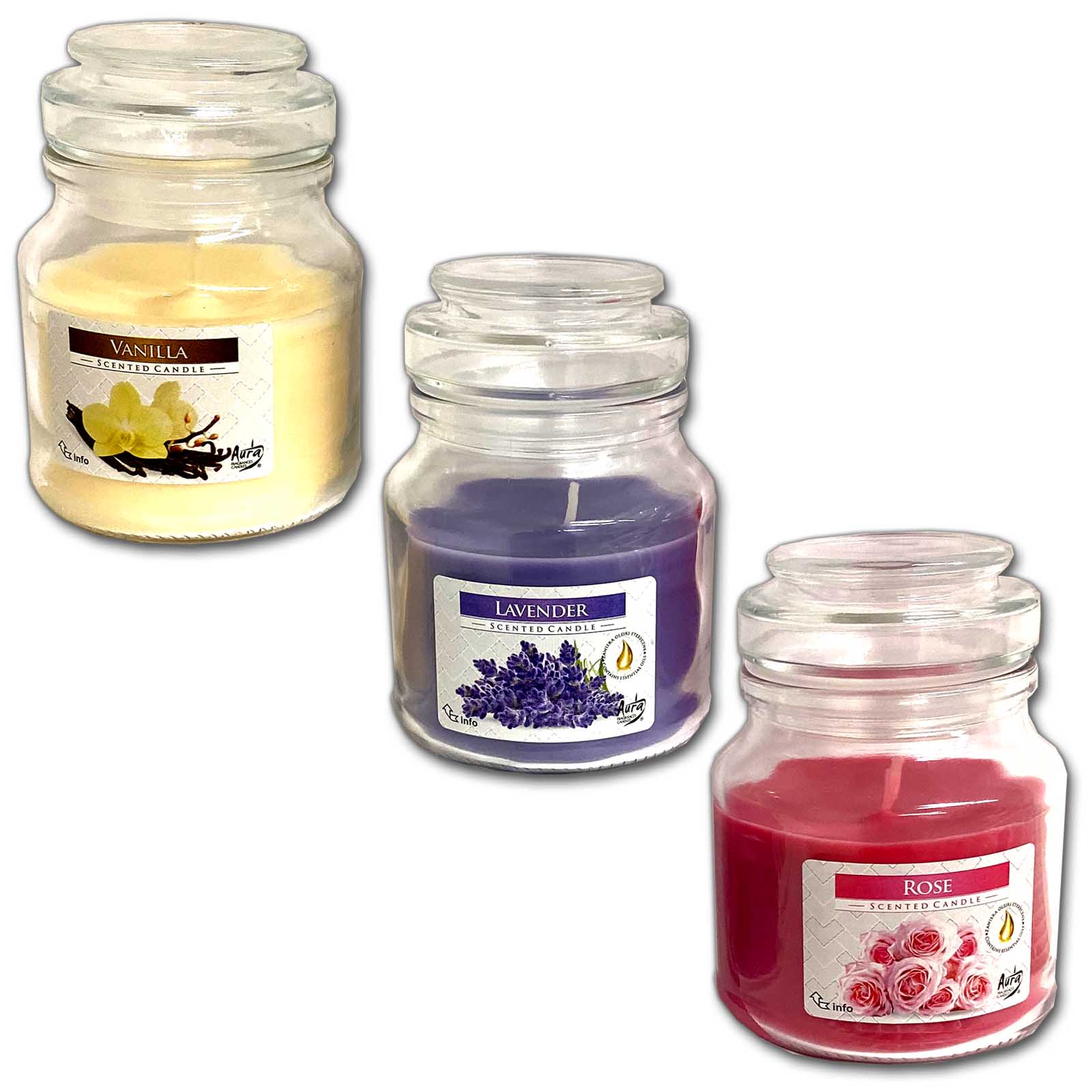 3x Duftkerze Im Glas | Duft Kerze Lavendel Rose Vanille | Glaskerze mit ...