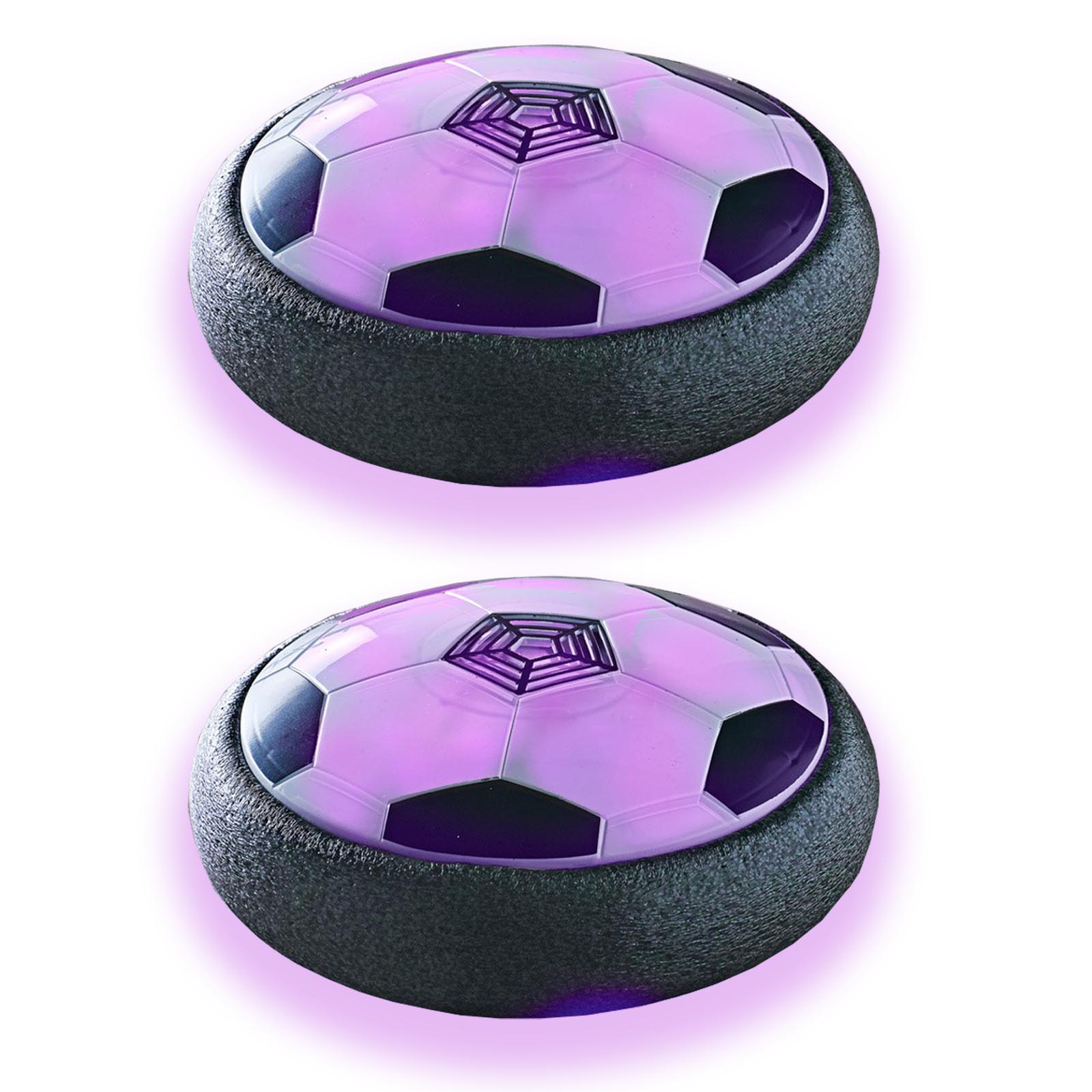 2x Luftkissen Fußball mit LED Ø 21 cm Beleuchtung | Schwebender Ball | 2er_Fußballscheibe