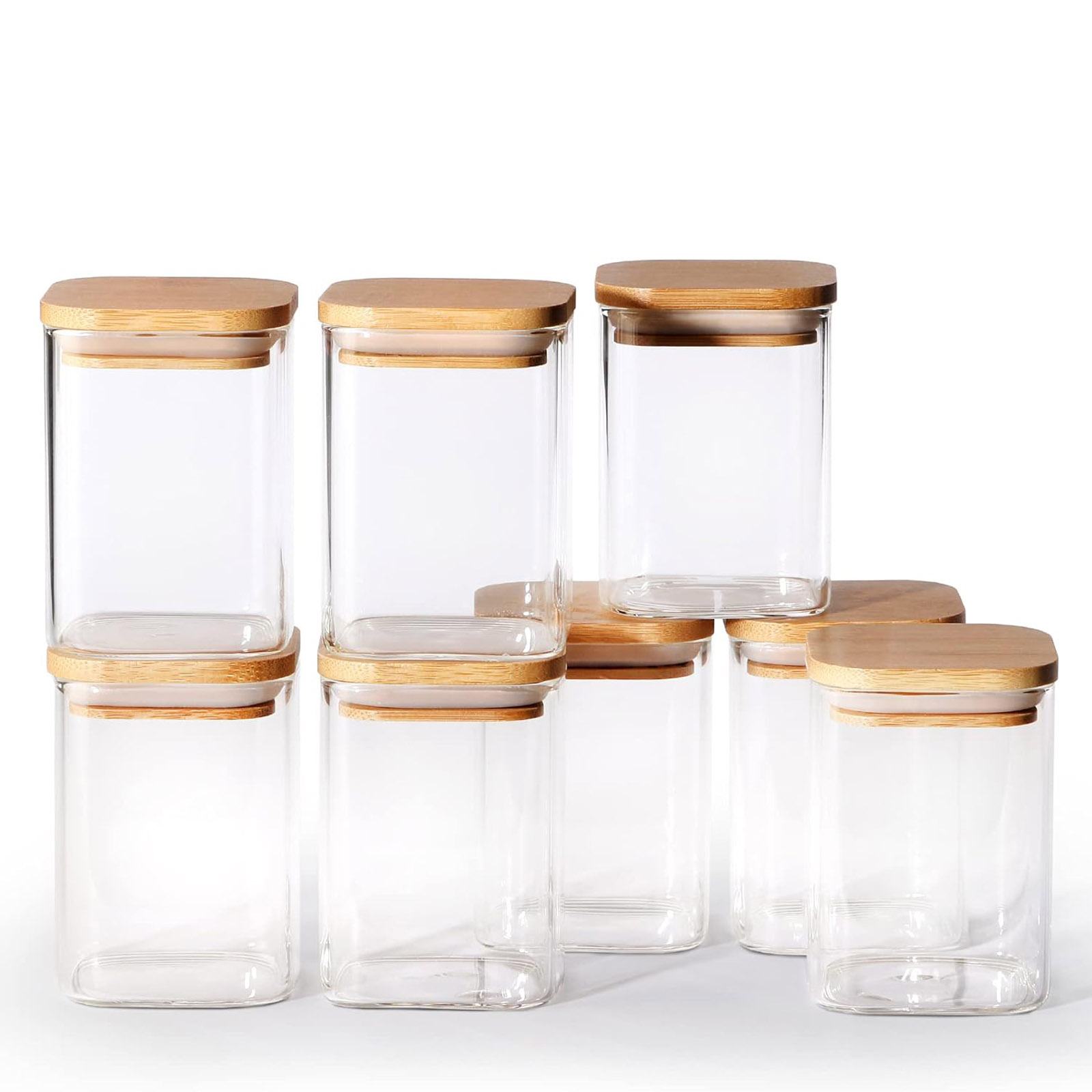 8x Gewürzgläser Eckig Deckel Luftdicht 200ml Gewürzdosen Gewürzglas