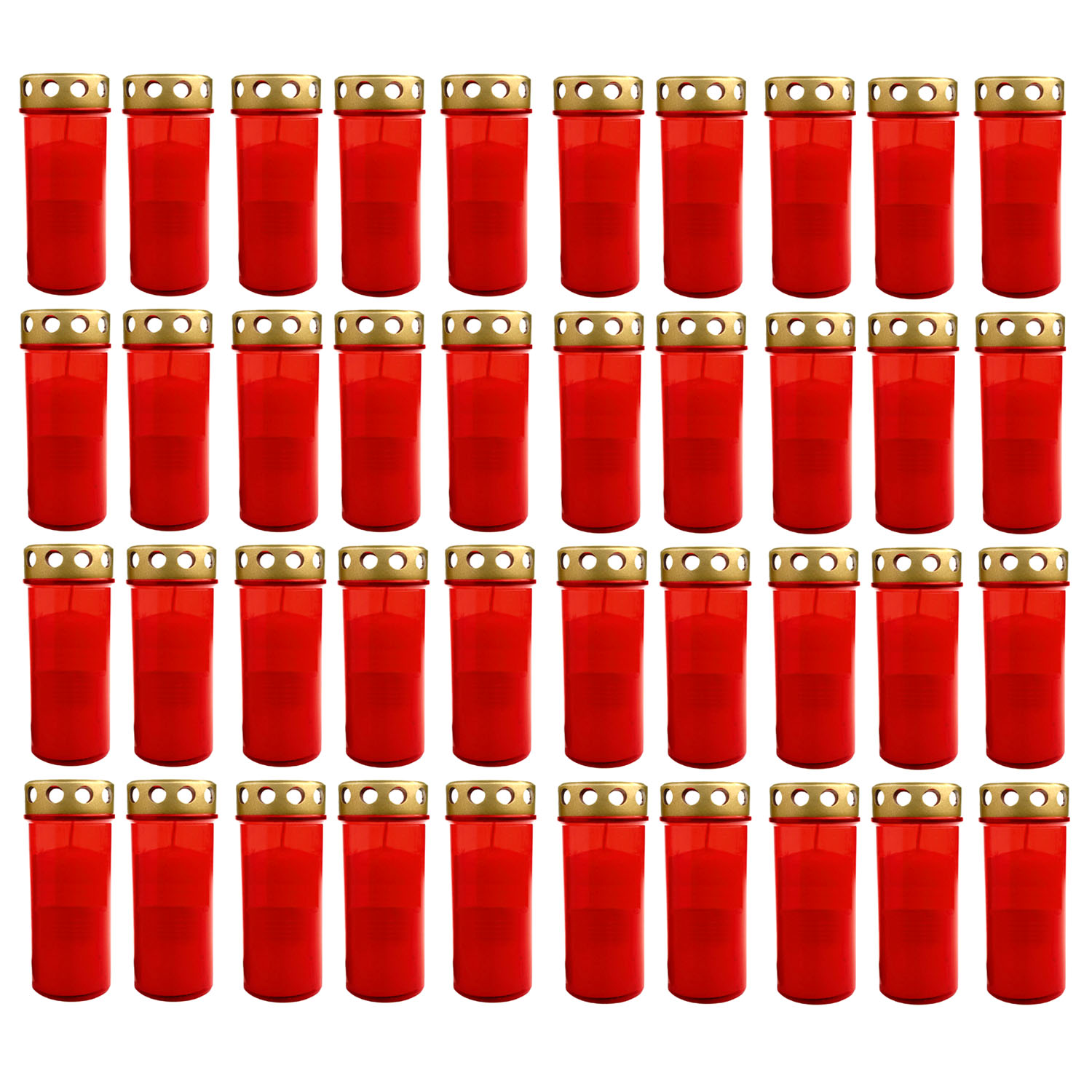 40x XL Grablicht rot | Grabbrenner mit Deckel | 40er_Grabbrenner_rot