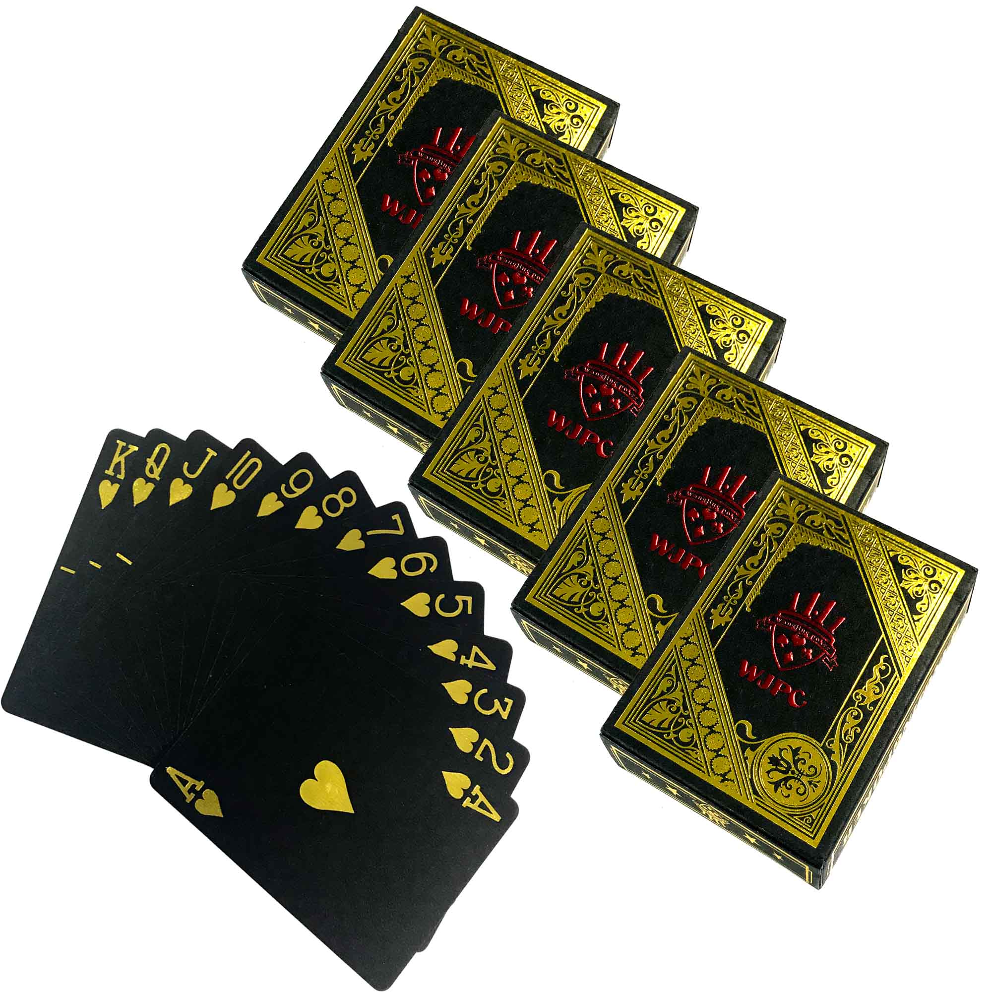 5x 54 Plastik Spielkarten Schwarz Wasserdicht | 5er_Karten_schwarz