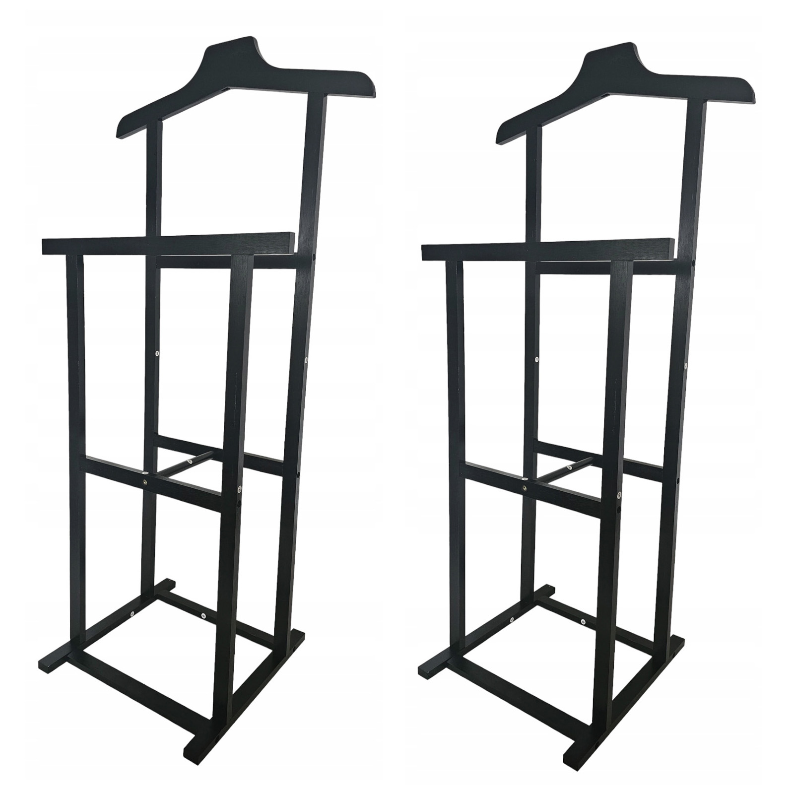 2er Set Kleiderbutler Schwarz 102 x 47 x 36 cm Holz Kleiderständer Herrendiener