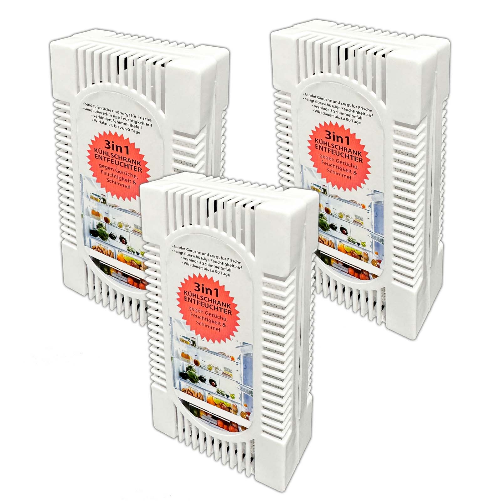 3x Kühlschrank Entfeuchter Trockner Box gegen Gerüche Feuchtigkeit & Schimmel | 3er_Kühlschrankentfeuchter