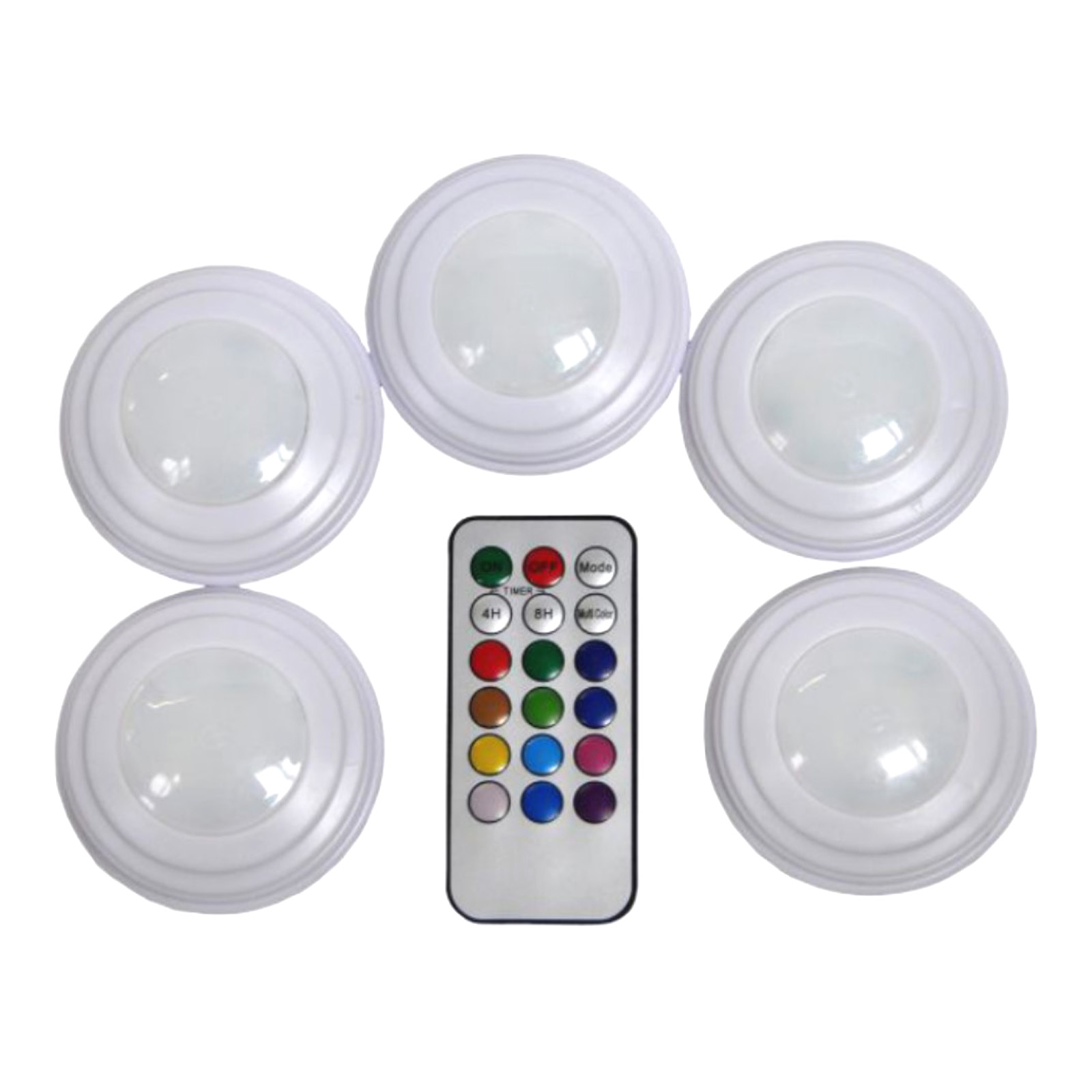 5er LED Lampenset mit Fernbedienung Dimmbar Push Lampe Farbig Unterbauleuchte | LED_Lampenset