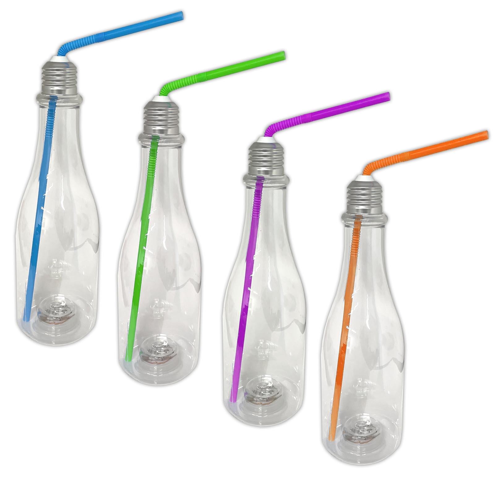 4er Set LED RGB Trinkglas Kunststoff Trinkflasche 400ml | Partyglas | 4er_LED_Partyglas