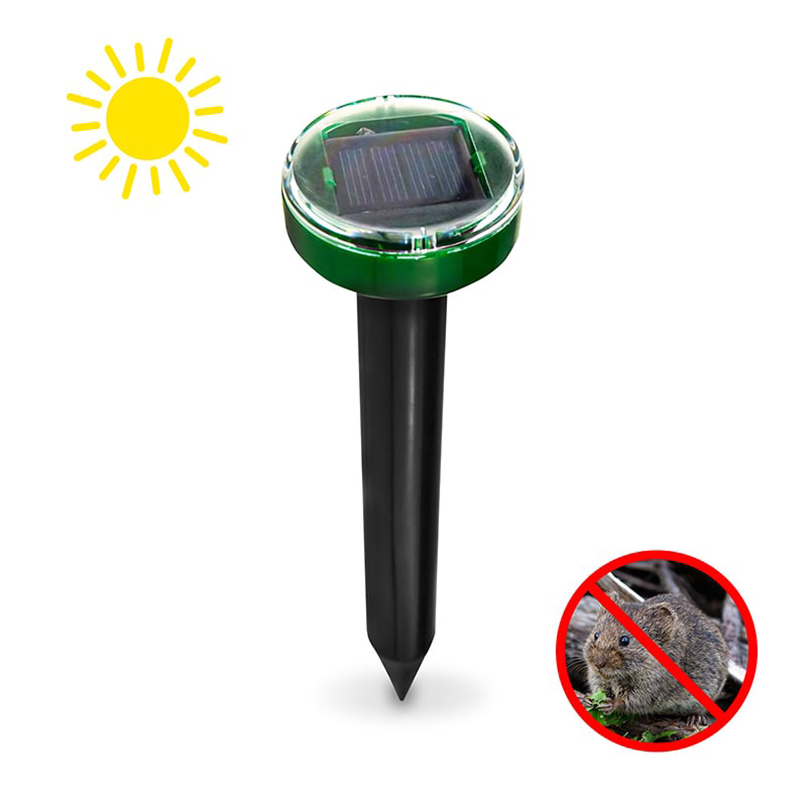 2er Set Solar Ultraschall Wühlmausabwehr Maulwurfschreck