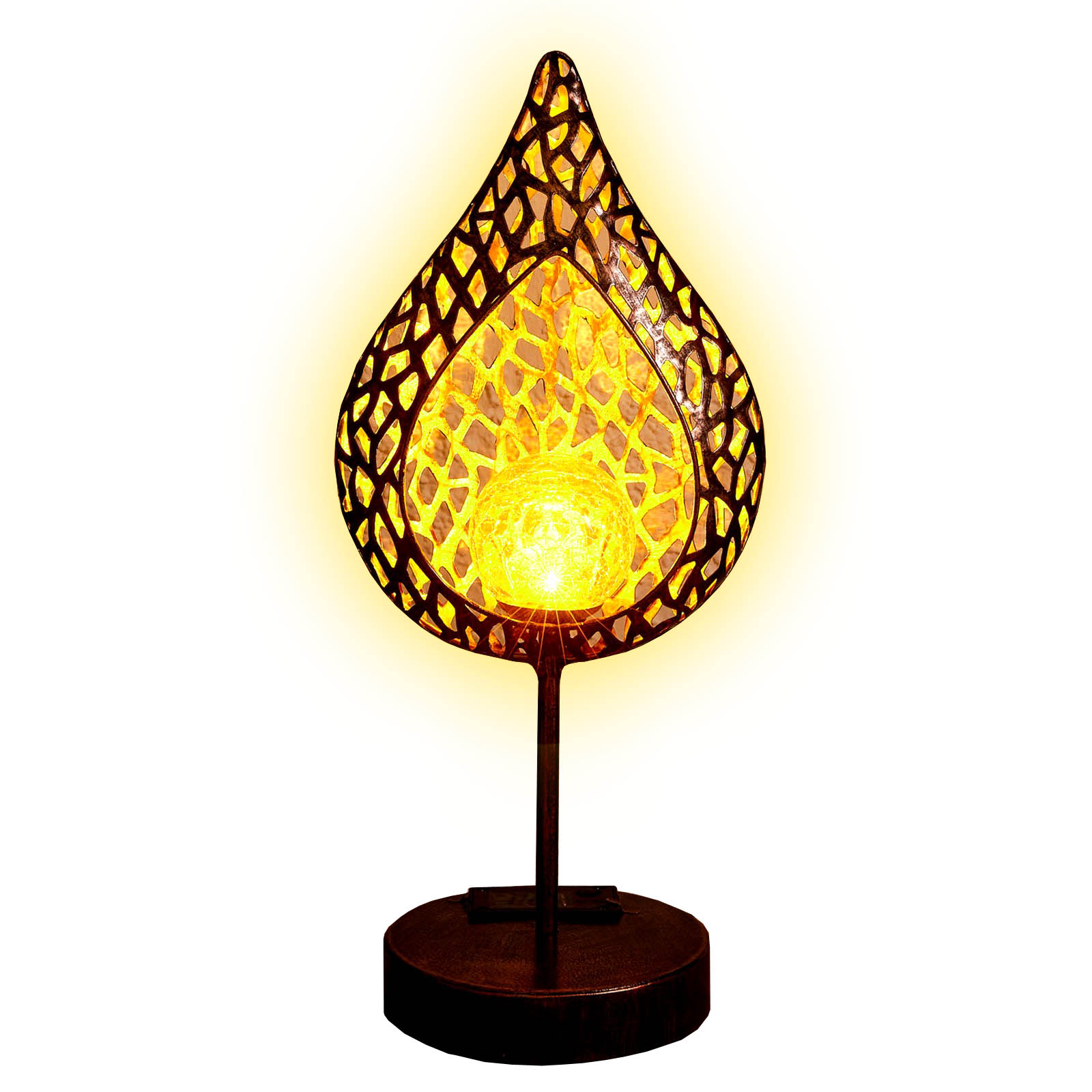 Solar Metall Tischlampe Flamme | Balkon Garten Tisch Leuchte Lampe | Metall_Tischleuchte