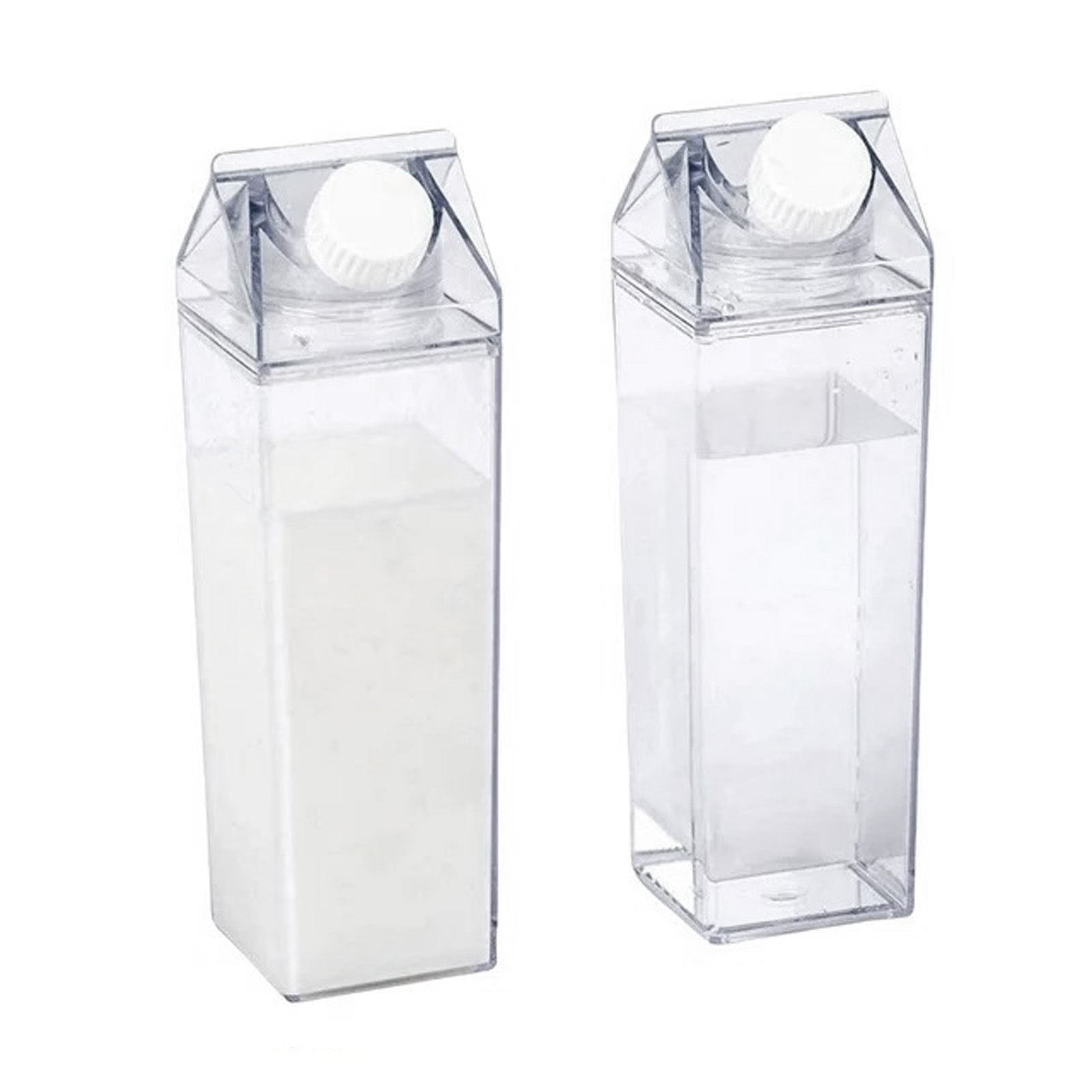 2x Kunststoff Milchflasche 500 ml Transparent Wiederverwendbar Wasserflasche Saftflasche | Milchflasche