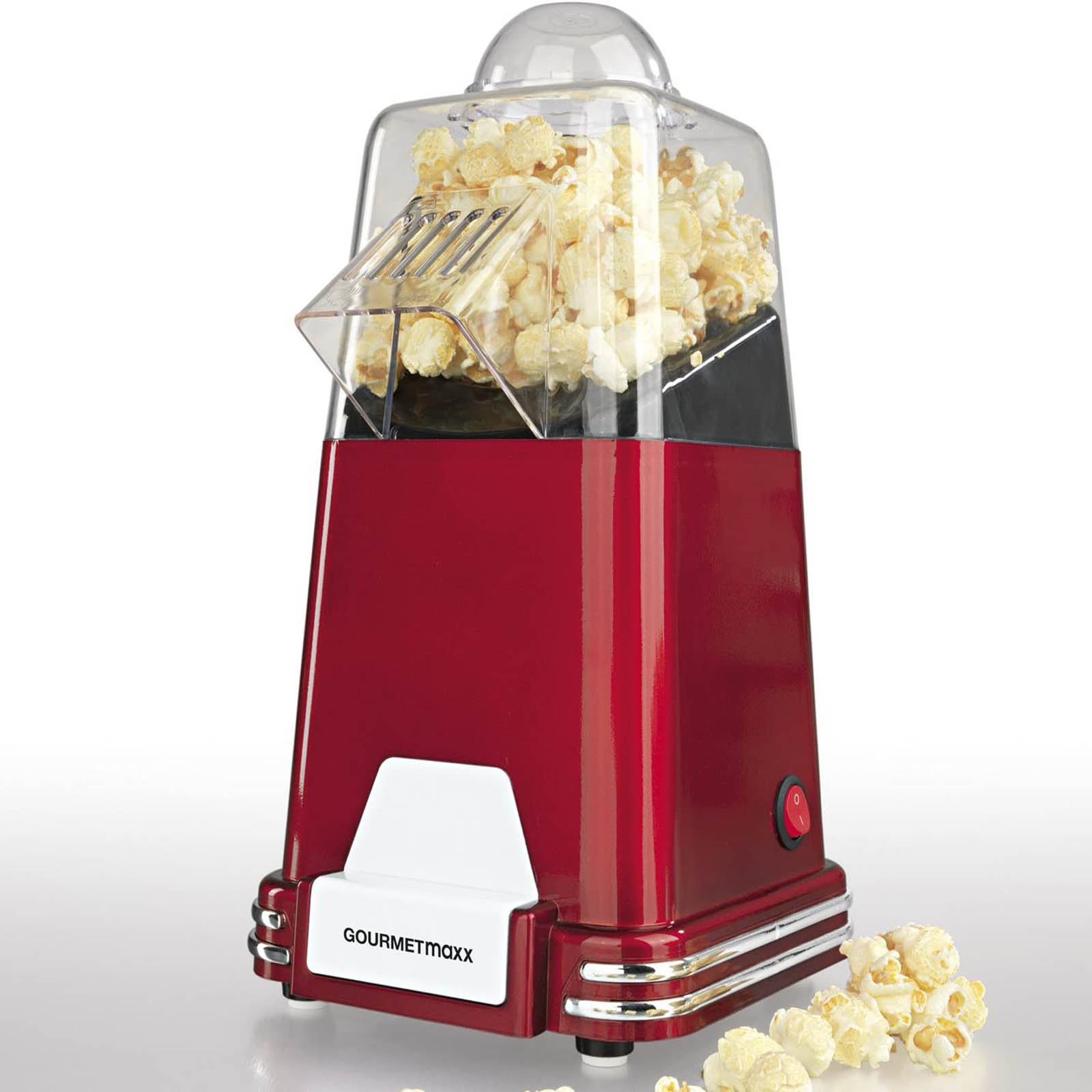 GOURMETmaxx Retro Heißluft Popcorn-Maschine Rot 1100 W | Popcornmaschine