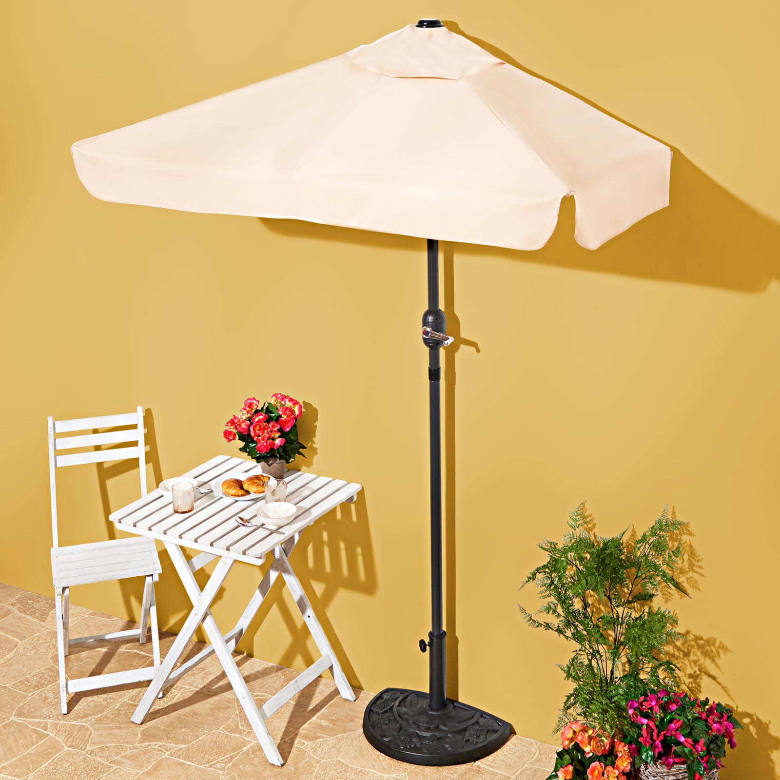 Sonnenschirm Halbschirm Balkonsonnenschirm Naturfarben 159 x 78 cm