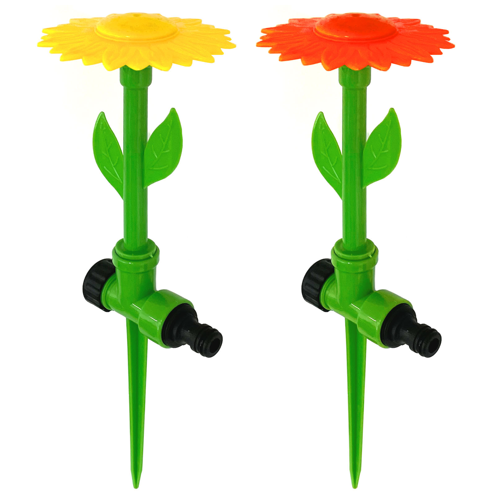 2er Set Blumen Wassersprinkler Rasensprenger | 2er_Blumensprenger_gelb_orange