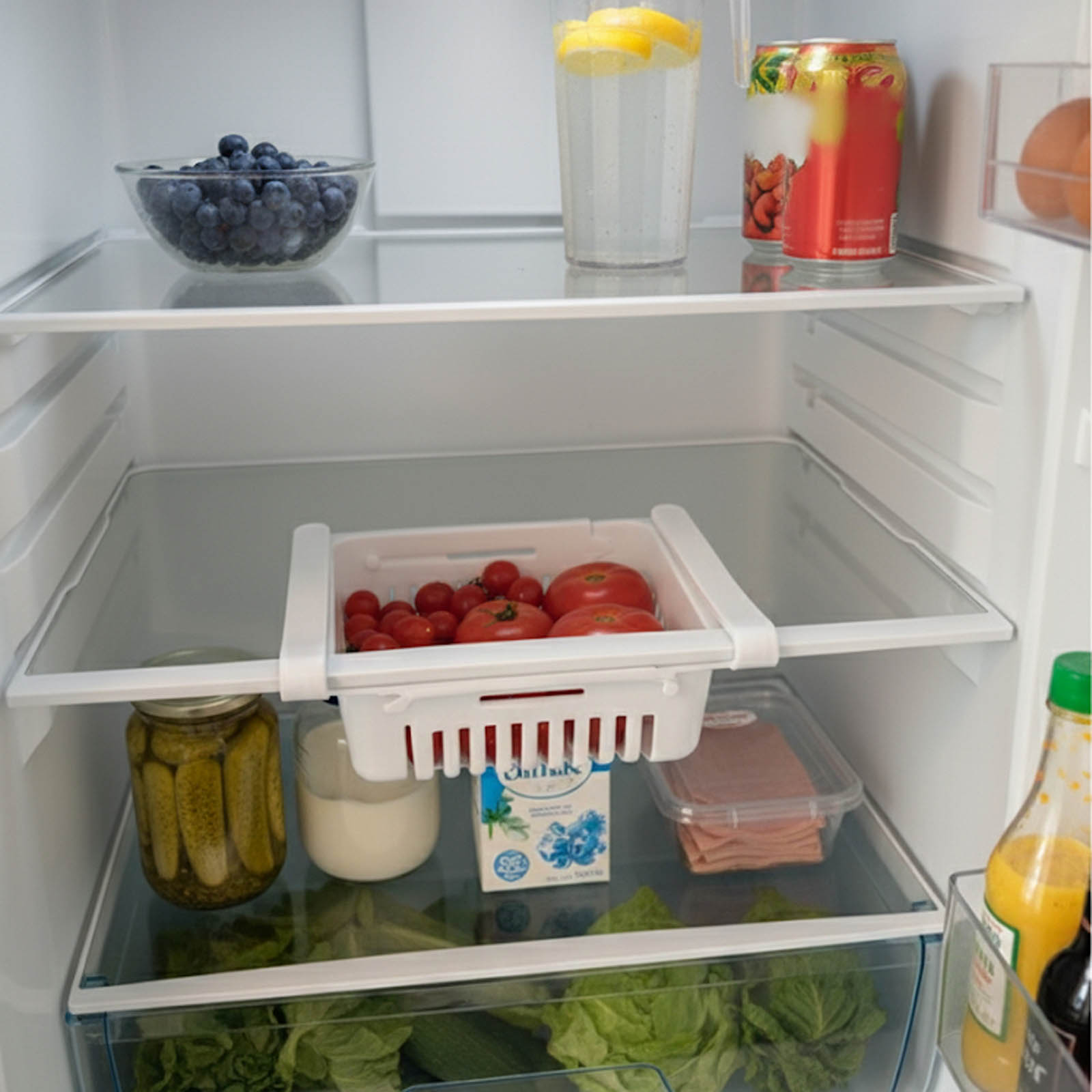 Kühlschrankkorb zum Hängen Kühlschrank Aufbewahrungsbox Verstellbar 20,5-28,5 cm