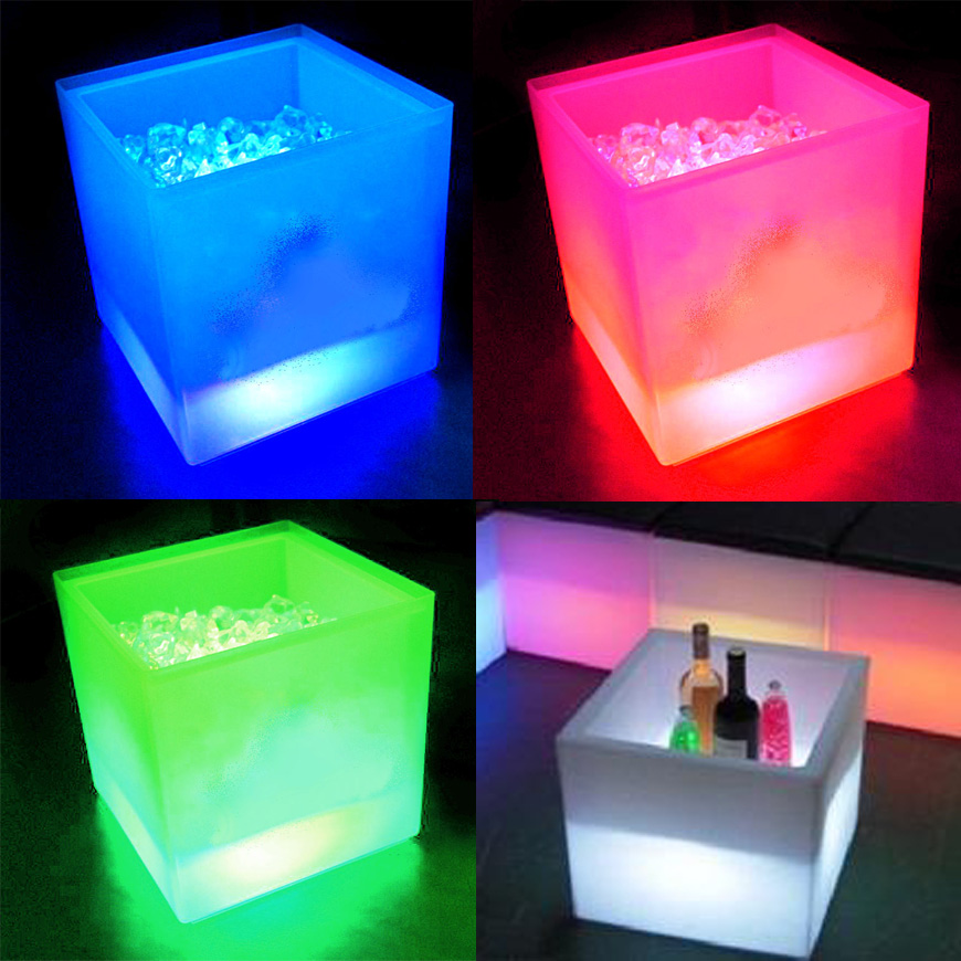 RGB-LED Eiswürfelbehälter Flaschenkühler mit Schmelzwasser-Auffang | ice_bucket