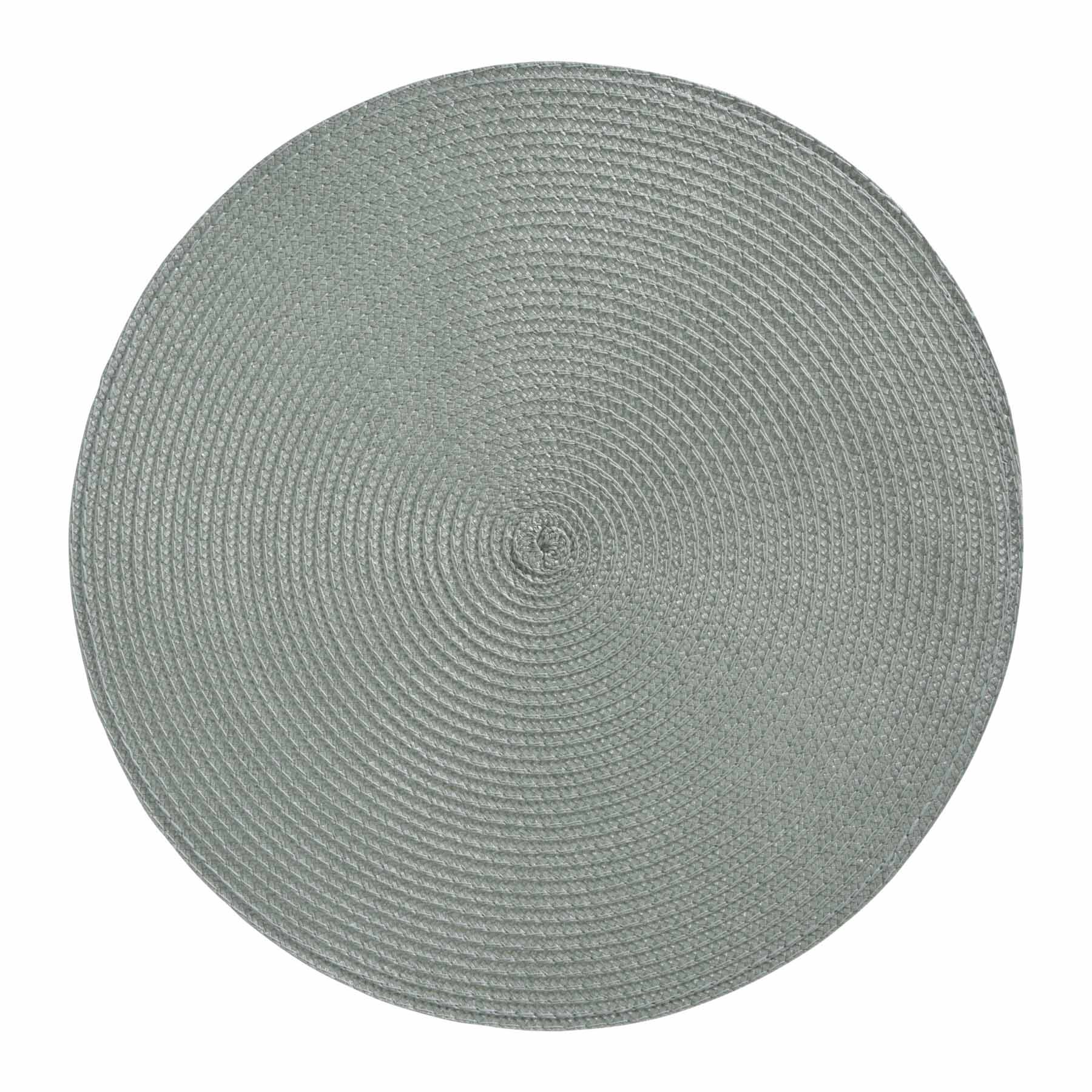 Platzset Rund Ø 38 cm Abwaschbar Tischset Platzmatte in Bast-Optik Salbei