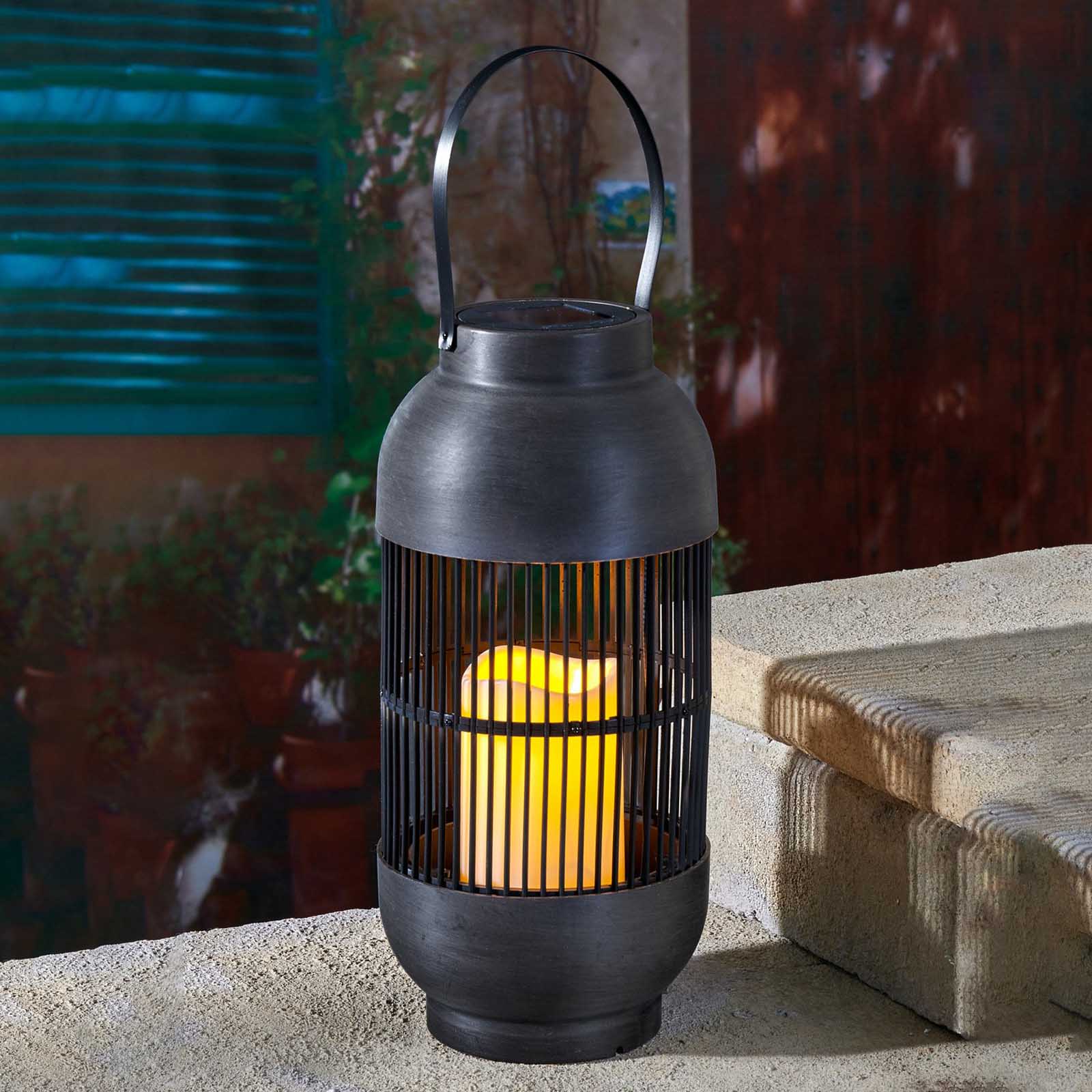 IMAGE Solar-Gartenlaterne Mit Flackernder LED-Kerze – Auto Ein/Aus, 10,5x10,5x21,5 Cm, Hängend Oder Stehend, Wetterfest, Für Außen & Balkon