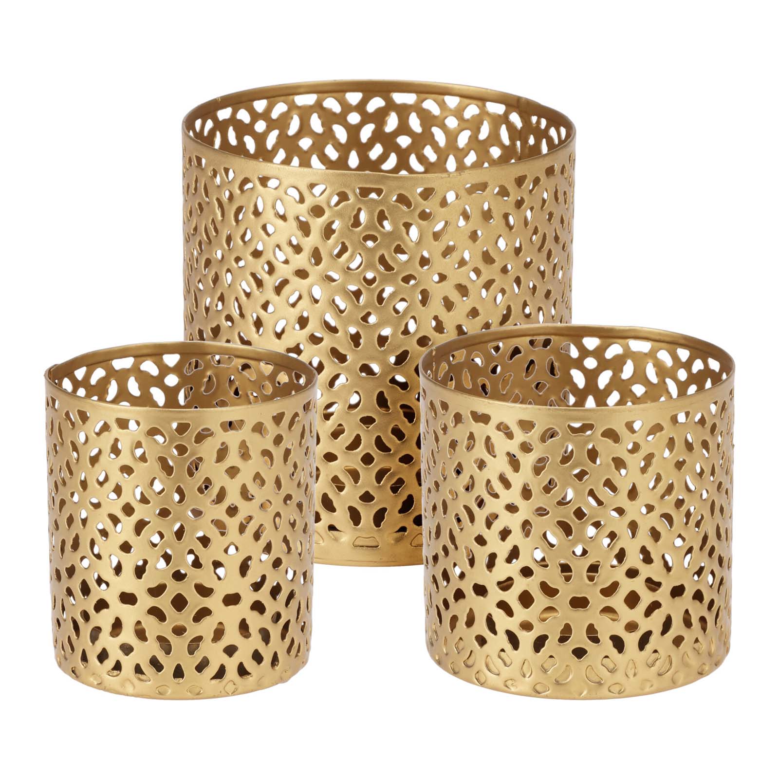 3er Set Metall Teelichthalter Gold Ø 5/6,5/8,5 cm Teelicht Halter Kerzenhalter